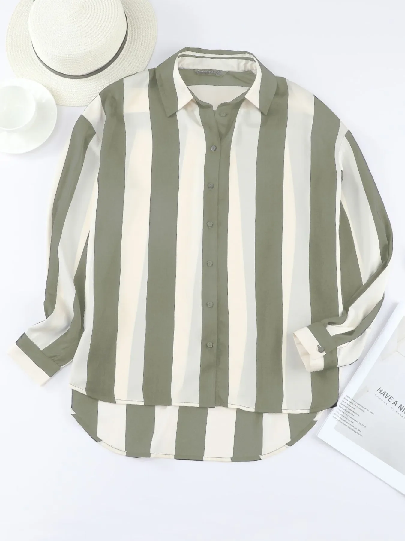 Striped Relaxed Button Up Shirt - Image 7