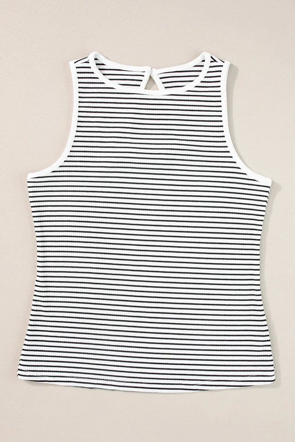 Striped Ribbed Round Neck Tank - Image 6