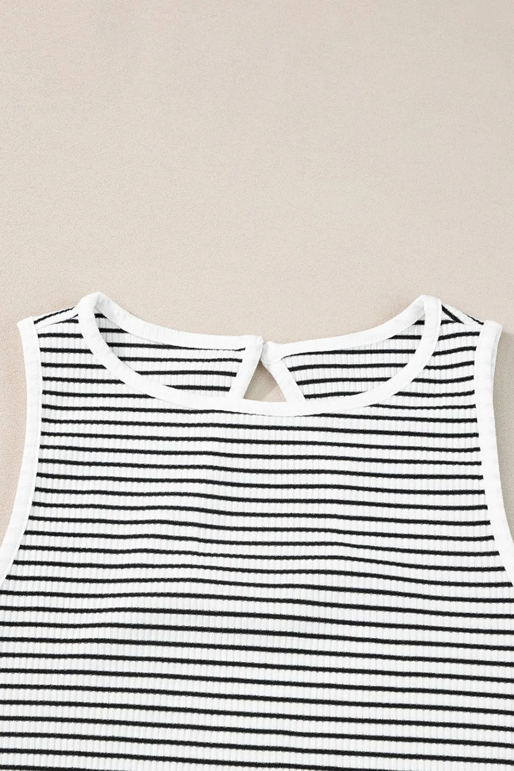 Striped Ribbed Round Neck Tank - Image 8