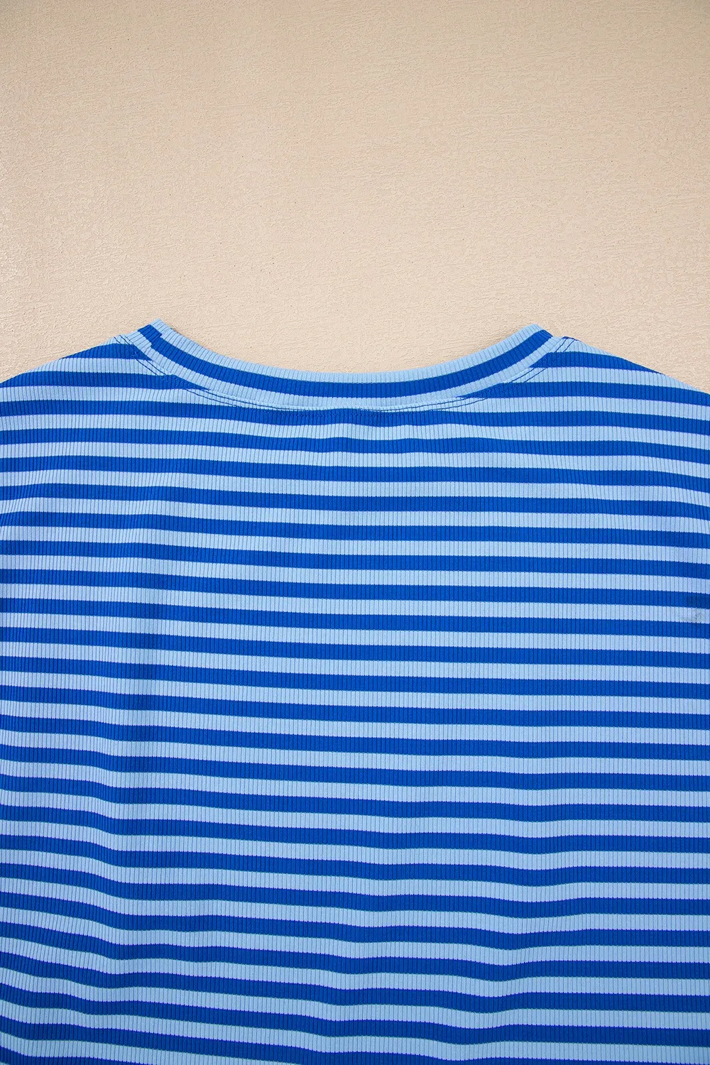 Striped Round Neck Cap Sleeve T-Shirt - Image 9