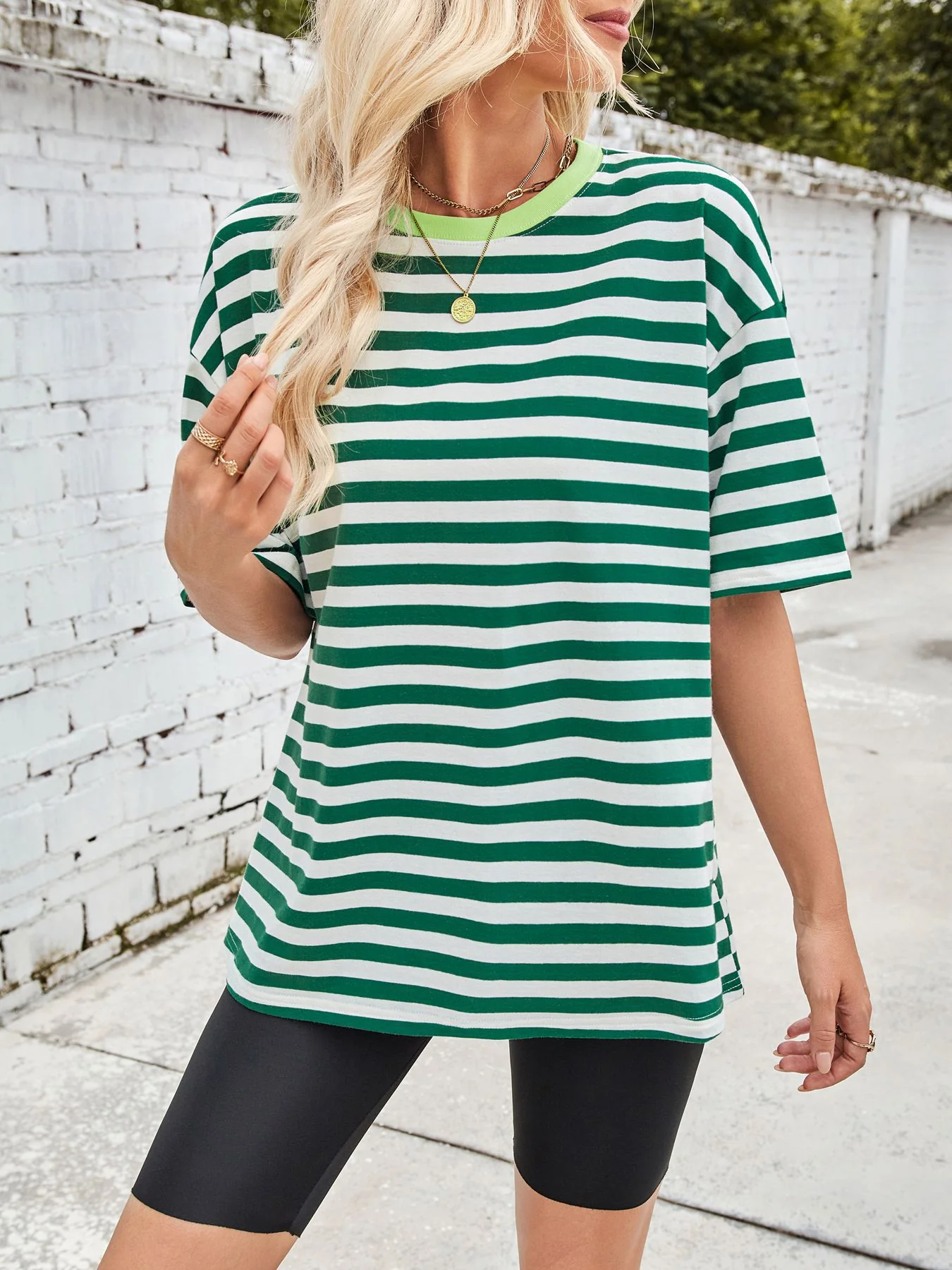 Striped Round Neck Half Sleeve T-Shirt - Image 5