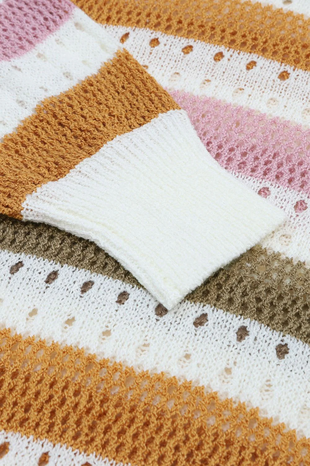 Striped Round Neck Hollowed Sweater - Image 9
