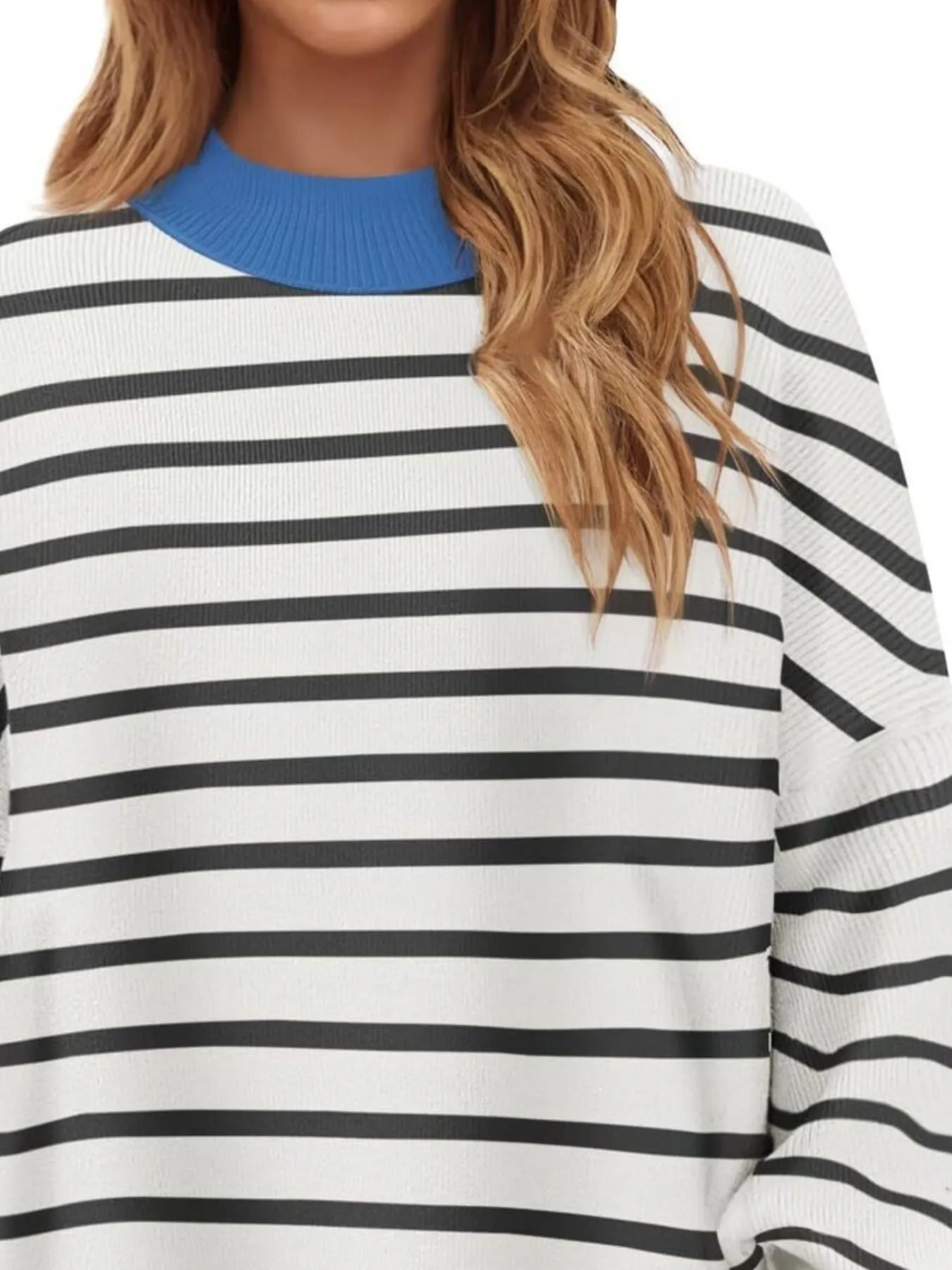 Striped Round Neck Long Sleeve Sweater - Image 12