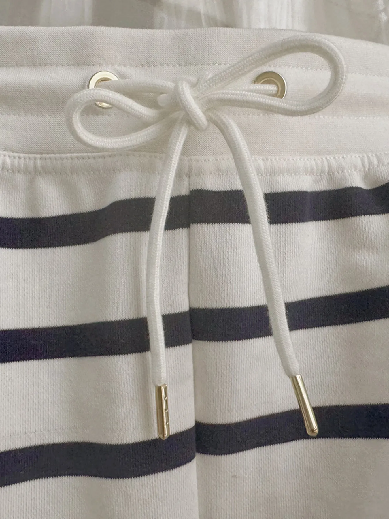 Striped Round Neck Top and Shorts Set - Image 7