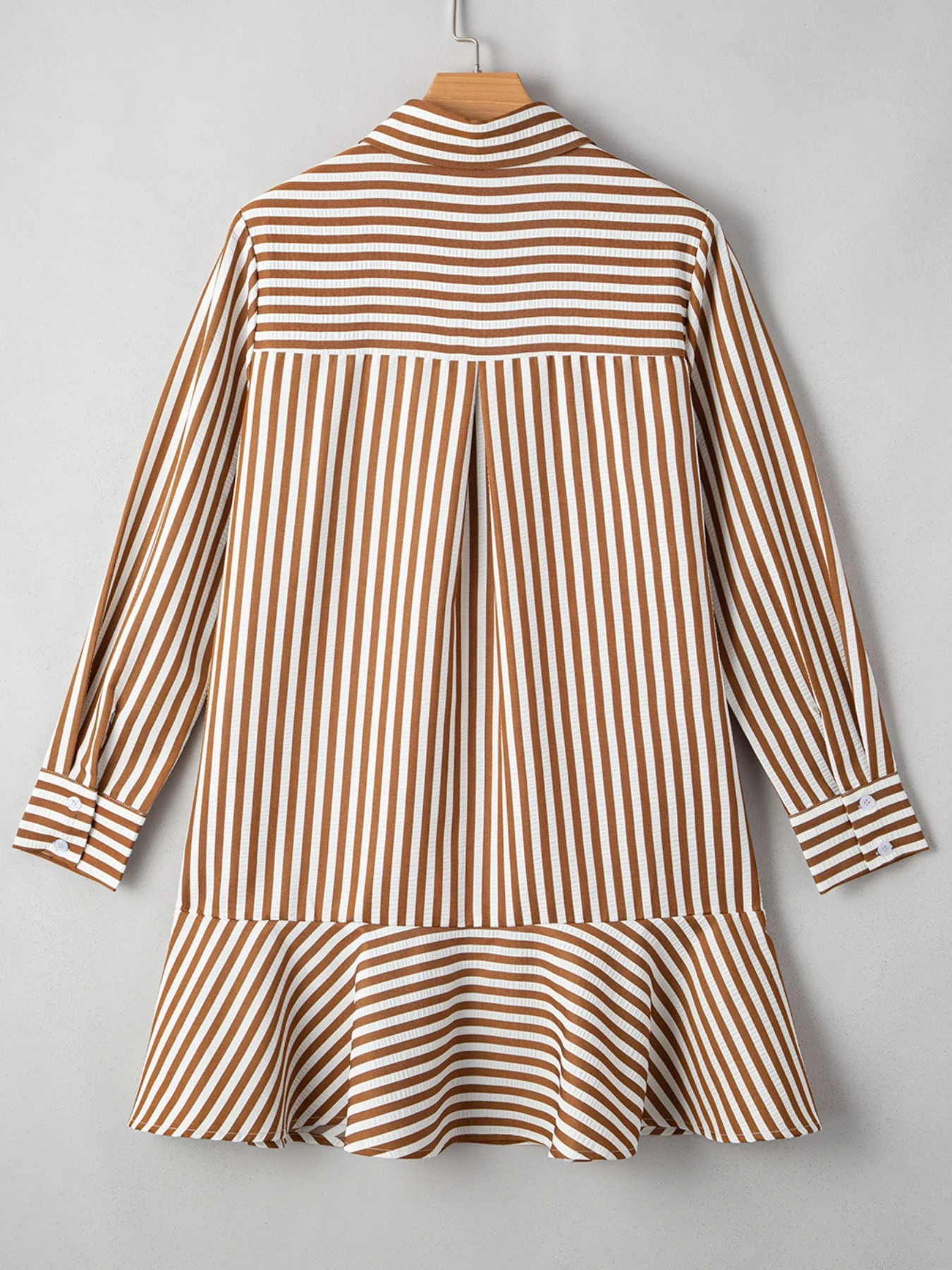 Striped Ruffle Hem Shirt Dress - Image 6