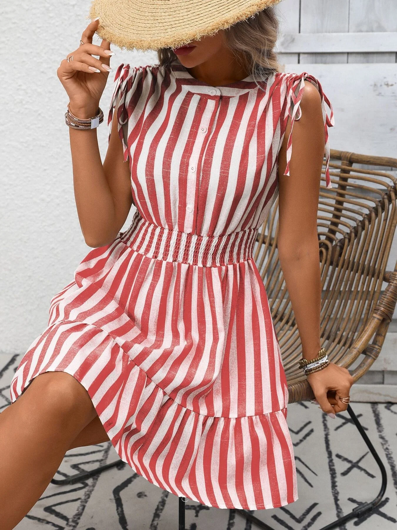 Striped Ruffle Hem Summer Dress - Image 9