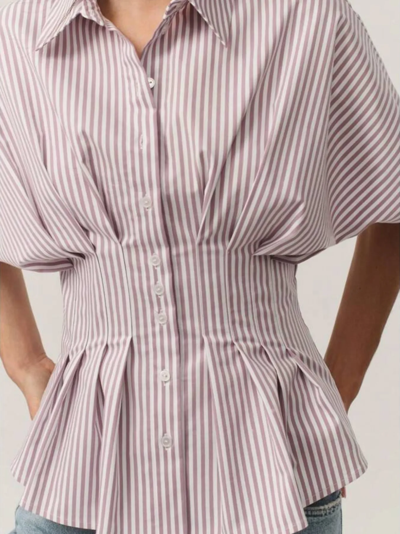 Striped Short Sleeve Button-Up Shirt - Image 14