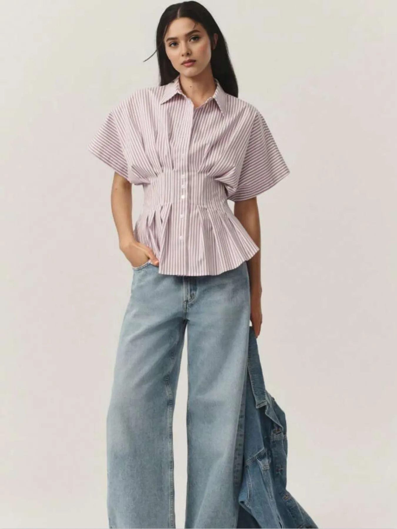 Striped Short Sleeve Button-Up Shirt - Image 15