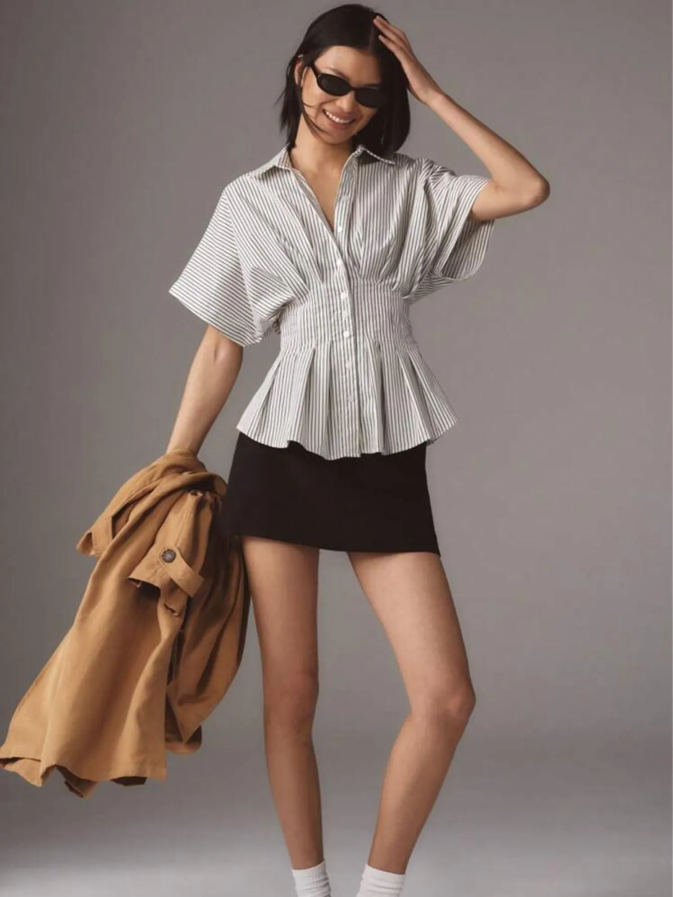 Striped Short Sleeve Button-Up Shirt - Image 3