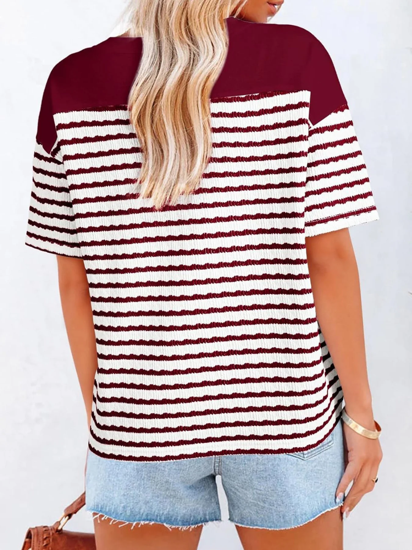 Striped Short Sleeve Casual T-Shirt - Image 17
