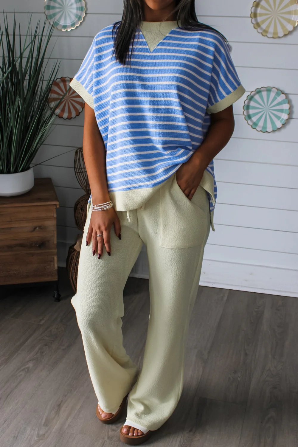Striped Short Sleeve Casual Top - Image 2