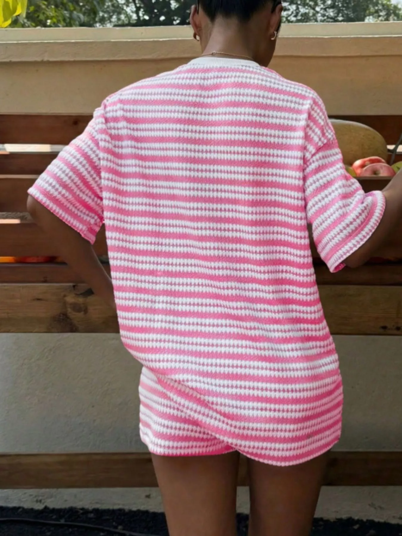 Striped Short Sleeve Top and Shorts Set - Image 21
