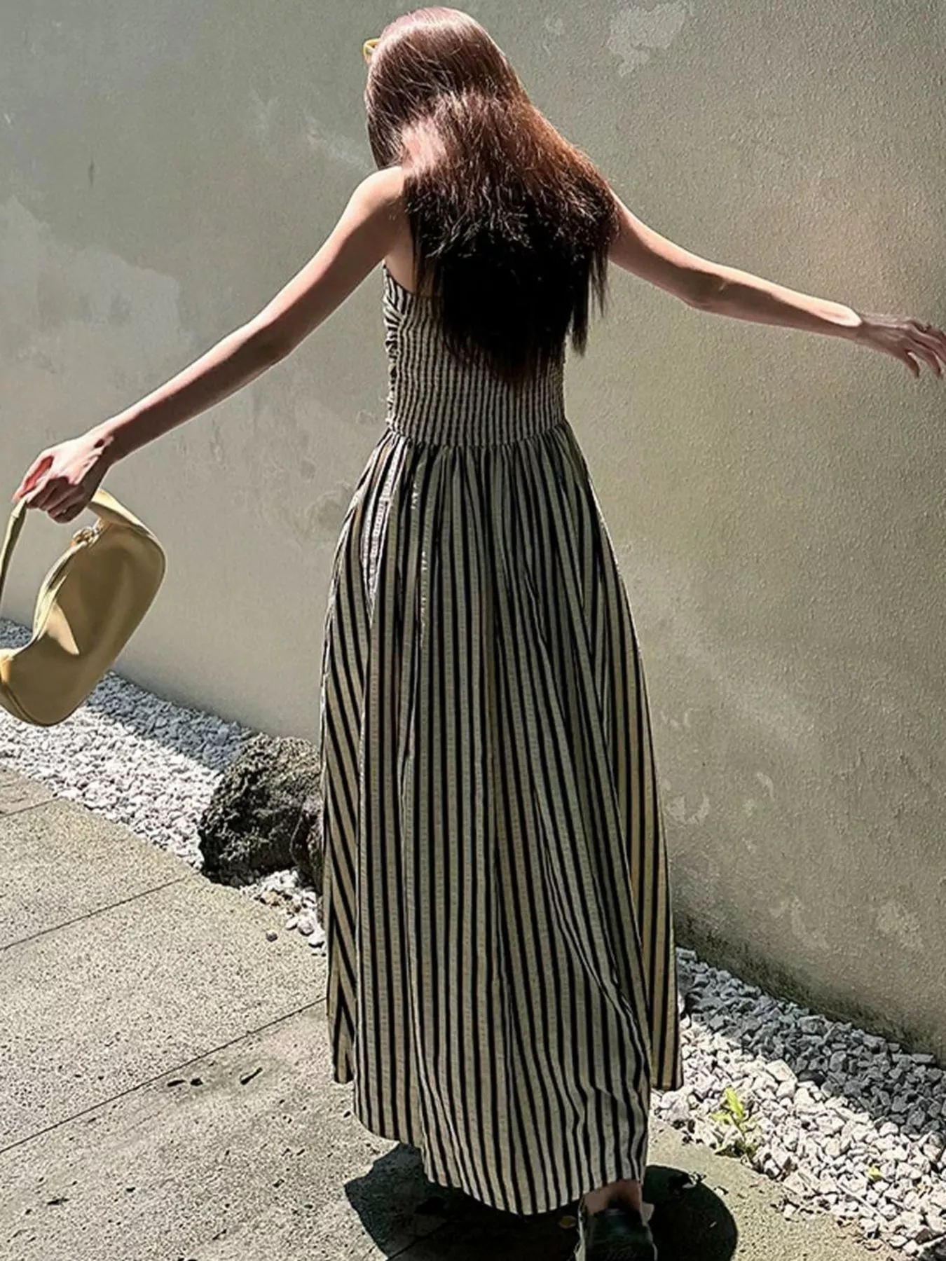 Striped Spaghetti Strap Casual Maxi Dress - Image 9
