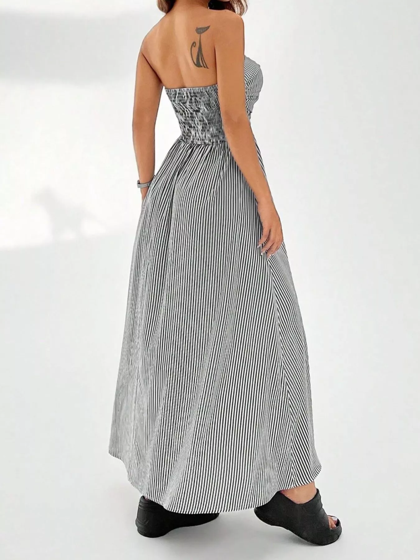 Striped Strapless Casual Maxi Dress - Image 10