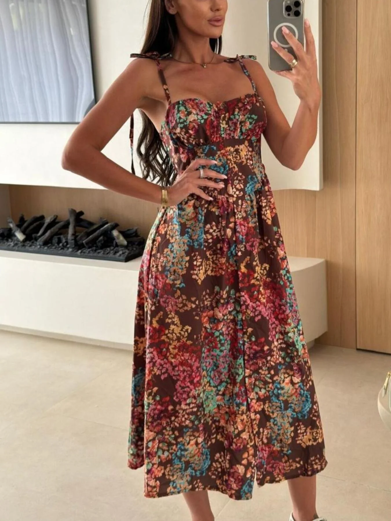 Striped Tie-Shoulder Midi Dress - Image 15