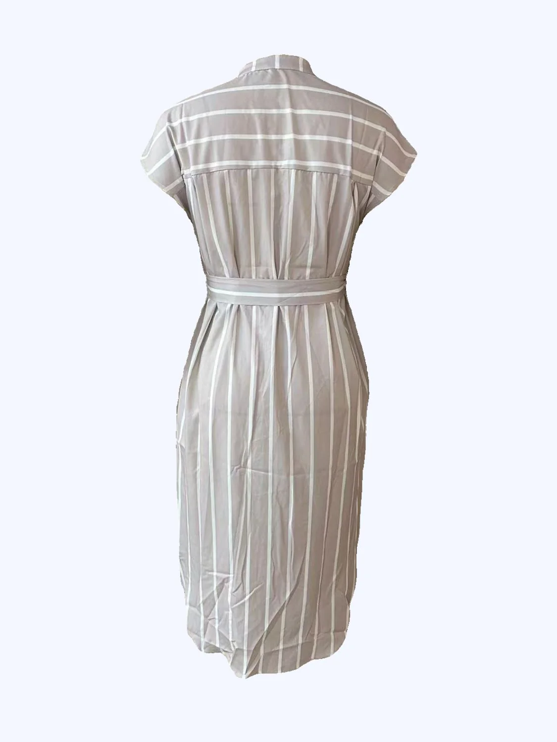 Striped Tie Waist Short Sleeve Dress - Image 5