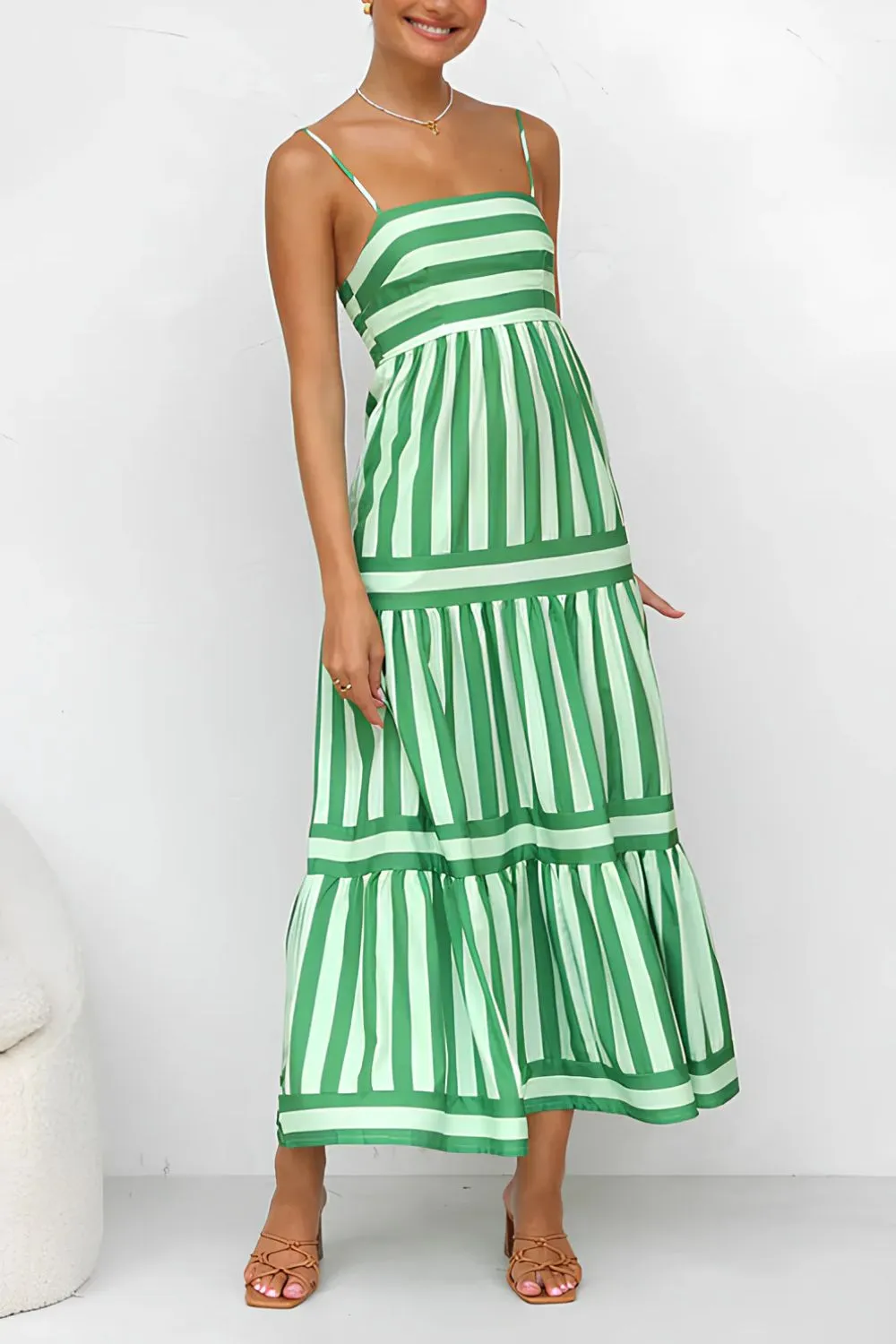 Striped Tiered Maxi Cami Dress - Image 2