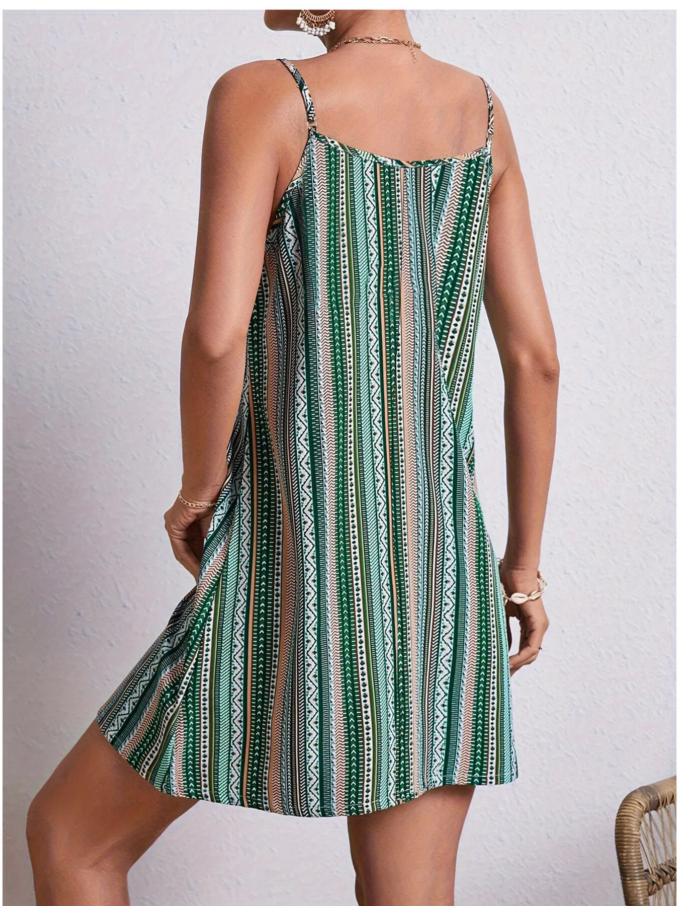 Striped V-Neck Cami Dress - Image 5