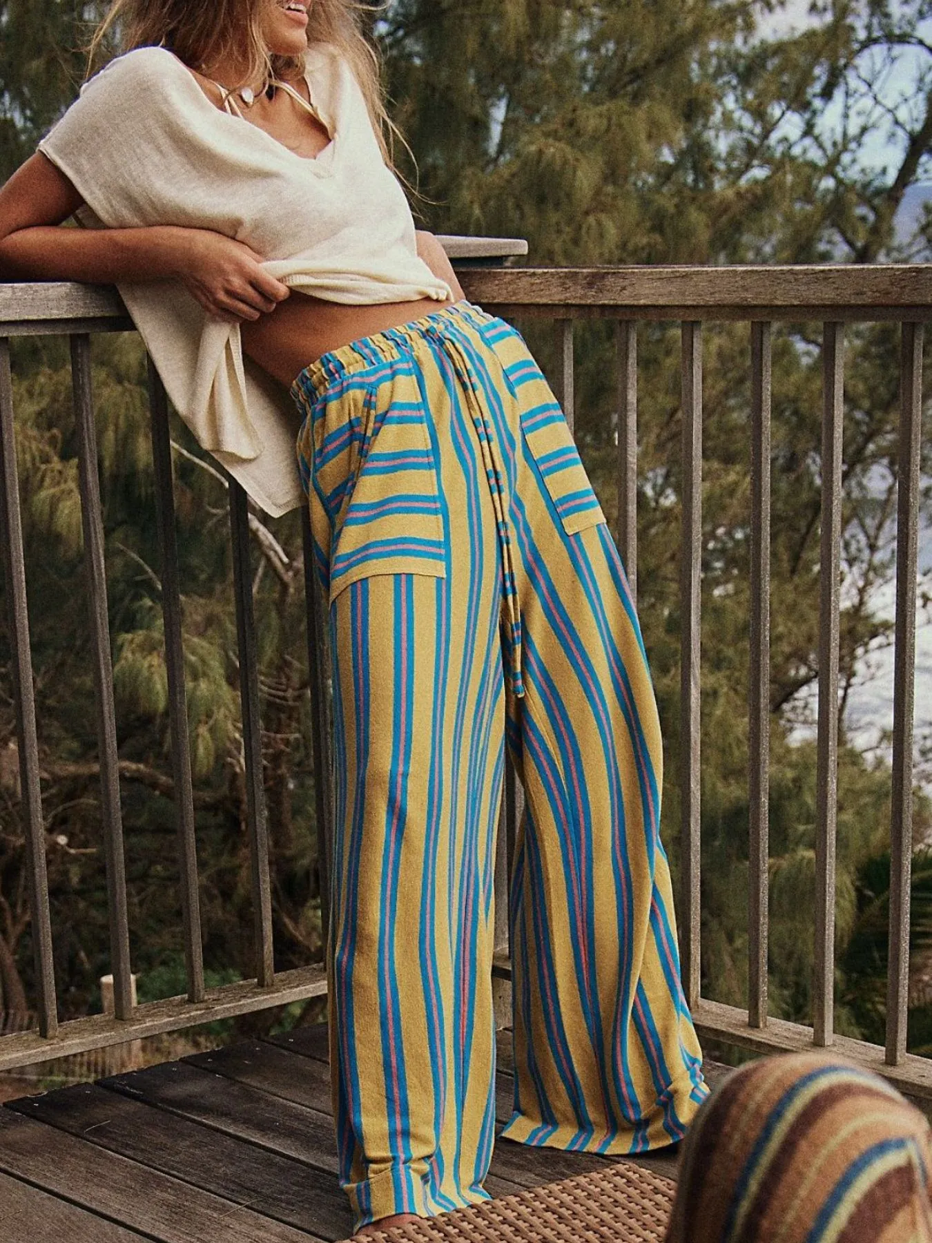 Striped Wide-Leg Drawstring Pants - Image 15