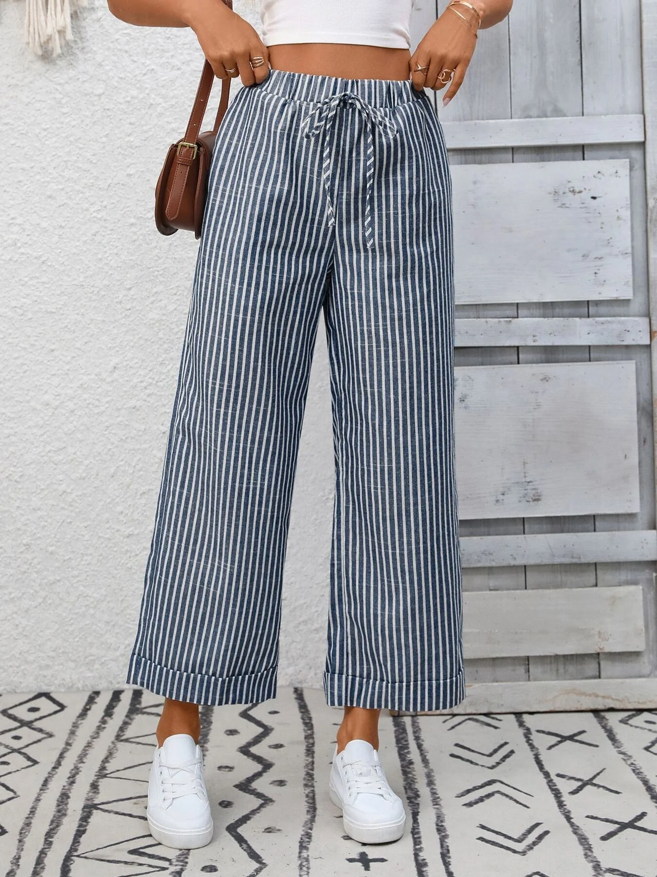Striped Wide Leg Pants - Image 9