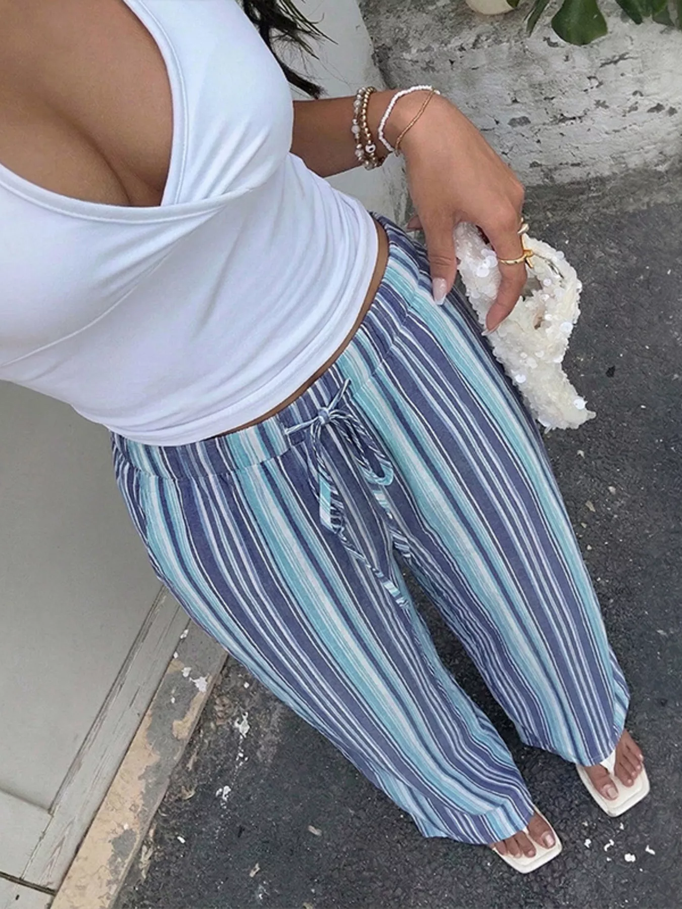 Striped Wide-Leg Pants - Image 2