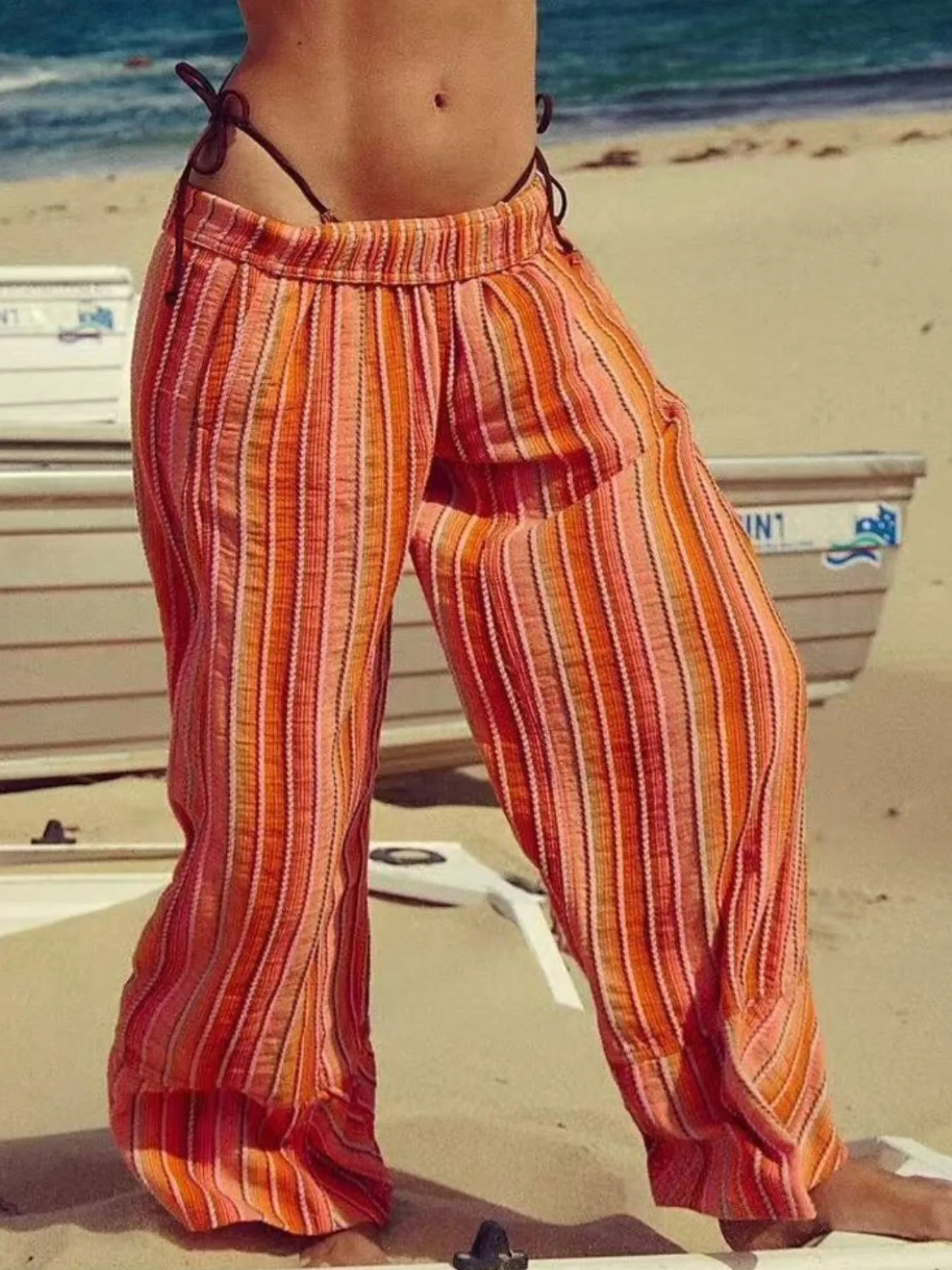 Striped Wide Leg Pants - Image 10