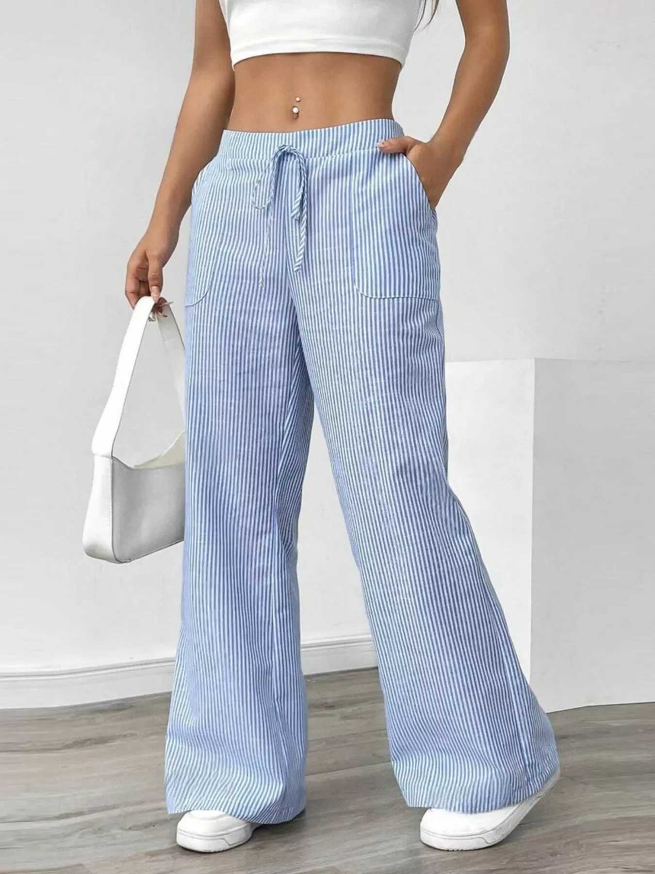 Striped Wide Leg Pants - Image 2