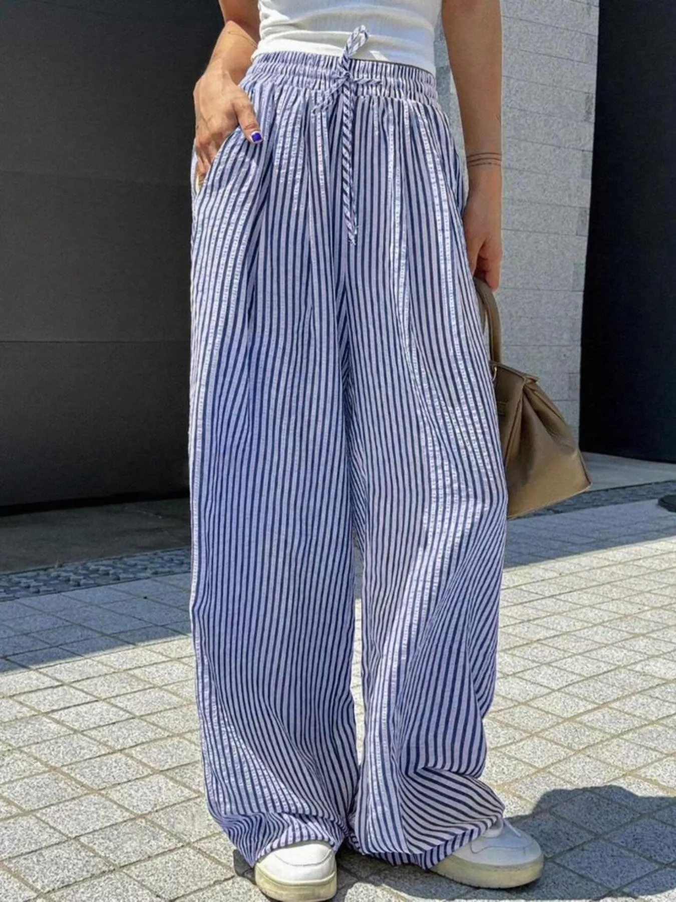 Striped Wide Leg Pants - Image 12