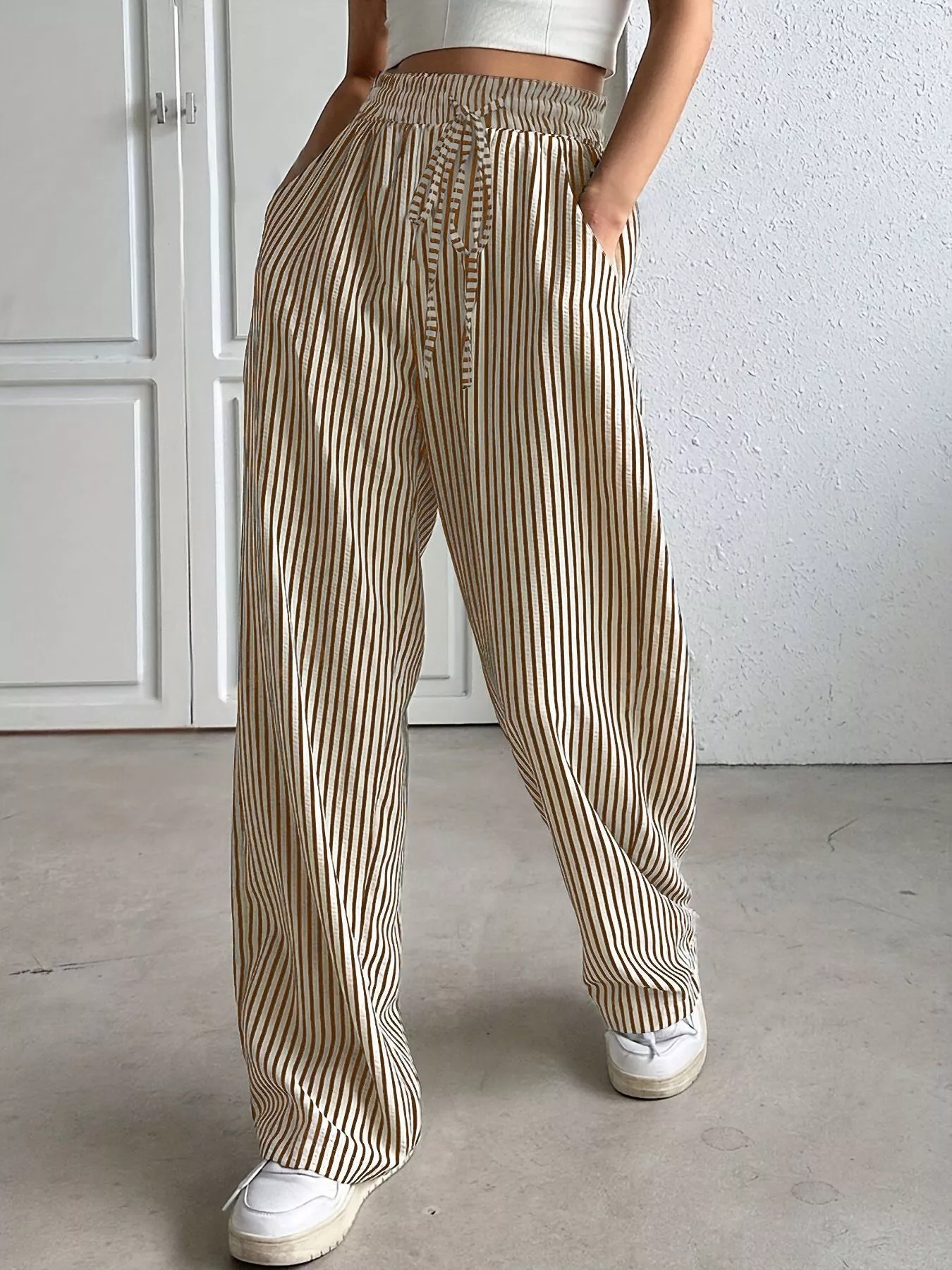 Striped Wide Leg Pants - Image 5