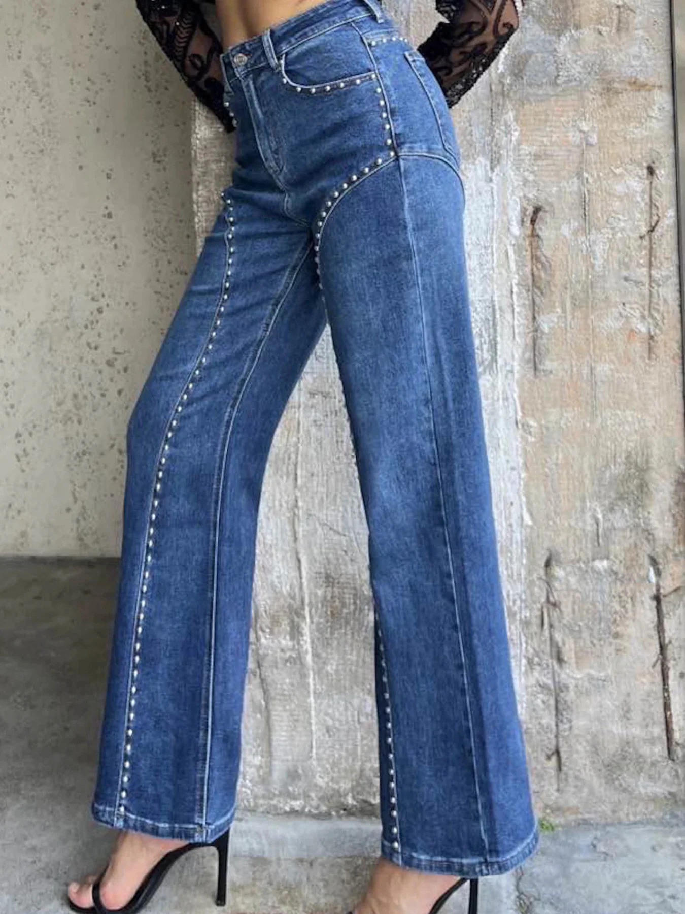 Studded Wide Leg Jeans - Image 2