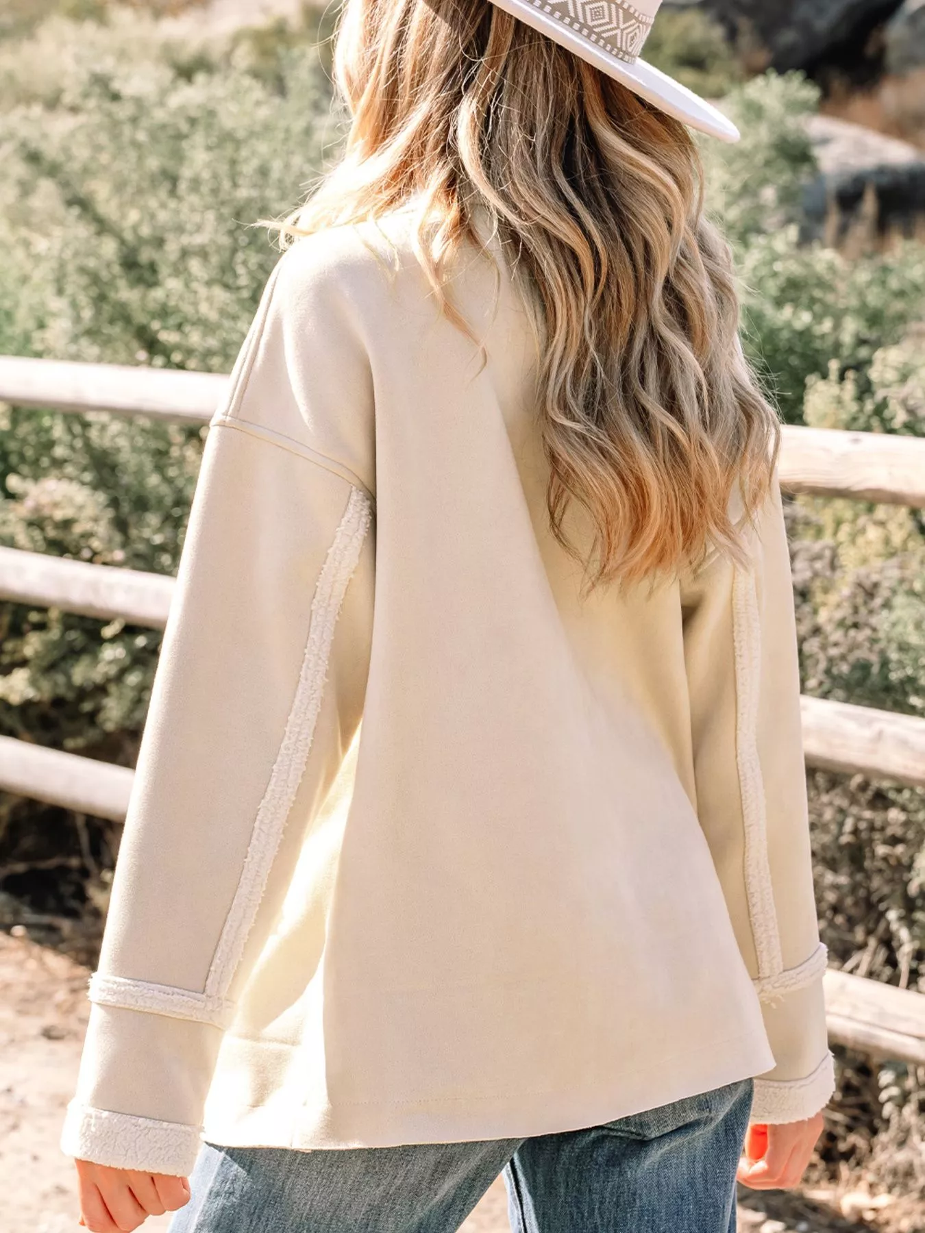 Suede Sherpa Lined Western Loose Jacket - Image 2