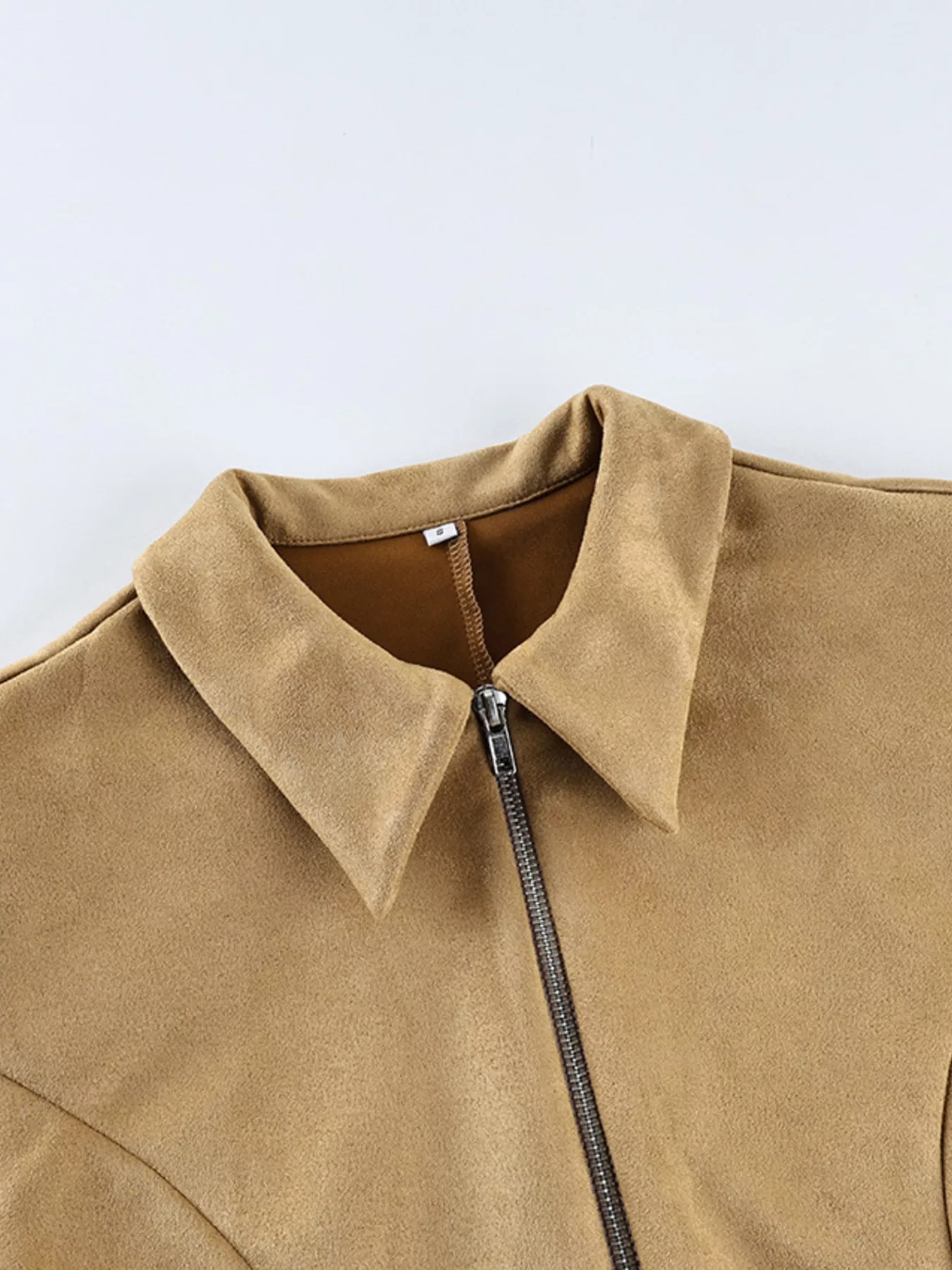 Suede Zip-Up Fitted Jacket - Image 7