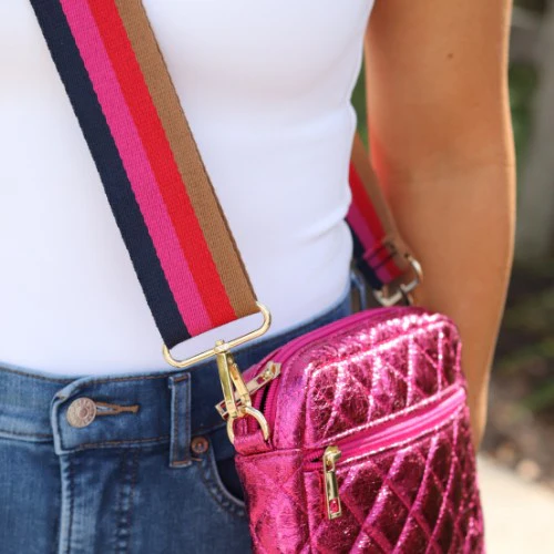 SueEllen Quilted Small Crossbody Bag with Gold Cha - Image 16
