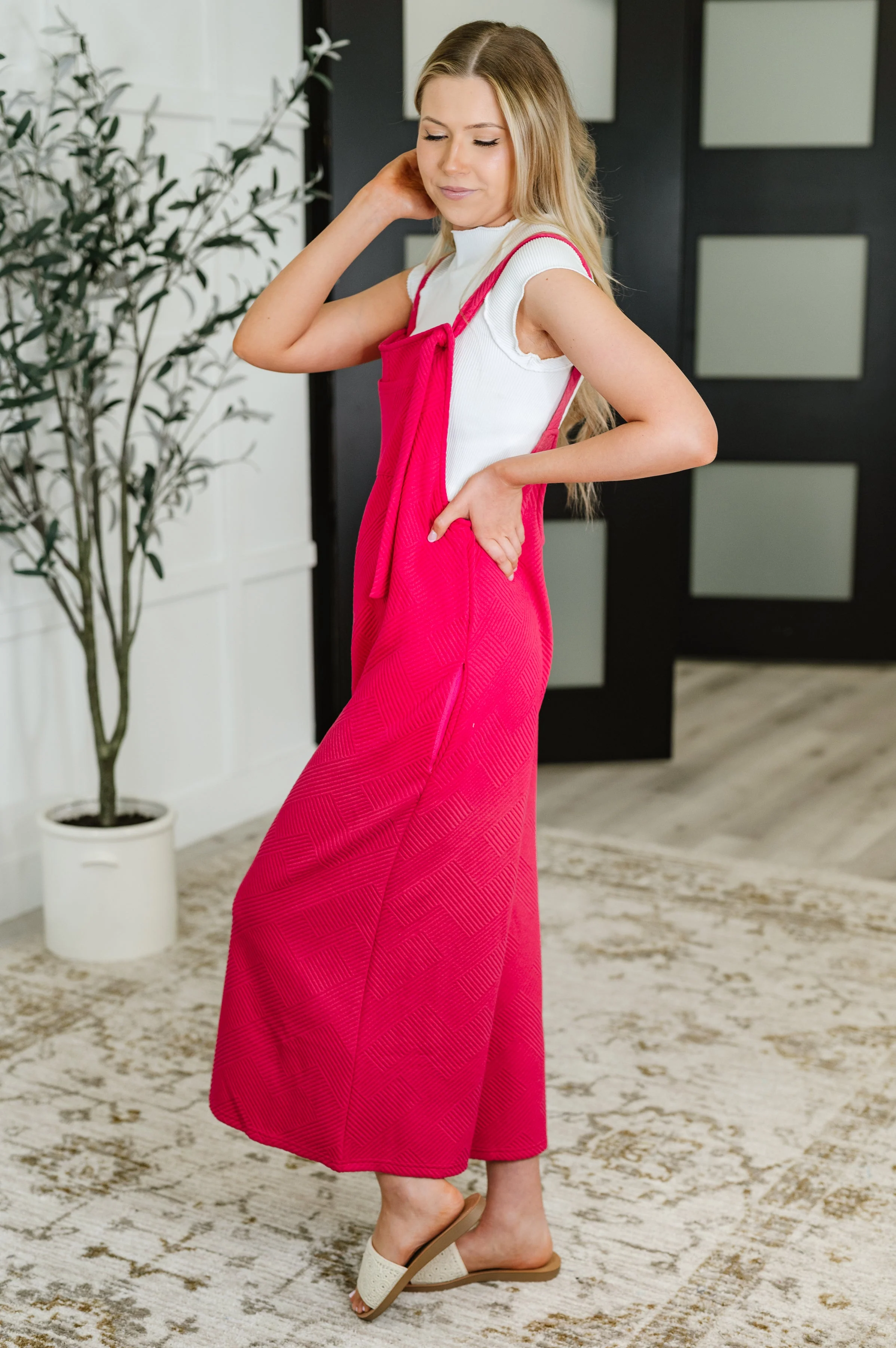 Suit Yourself Adjustable Strap Jumpsuit in Pink - Image 4