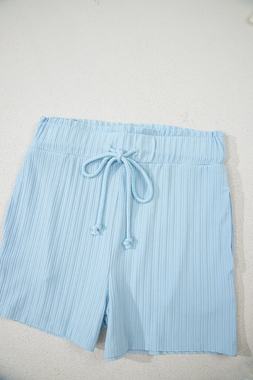 Summer Ribbed Sleeveless Drawstring Romper - Image 12