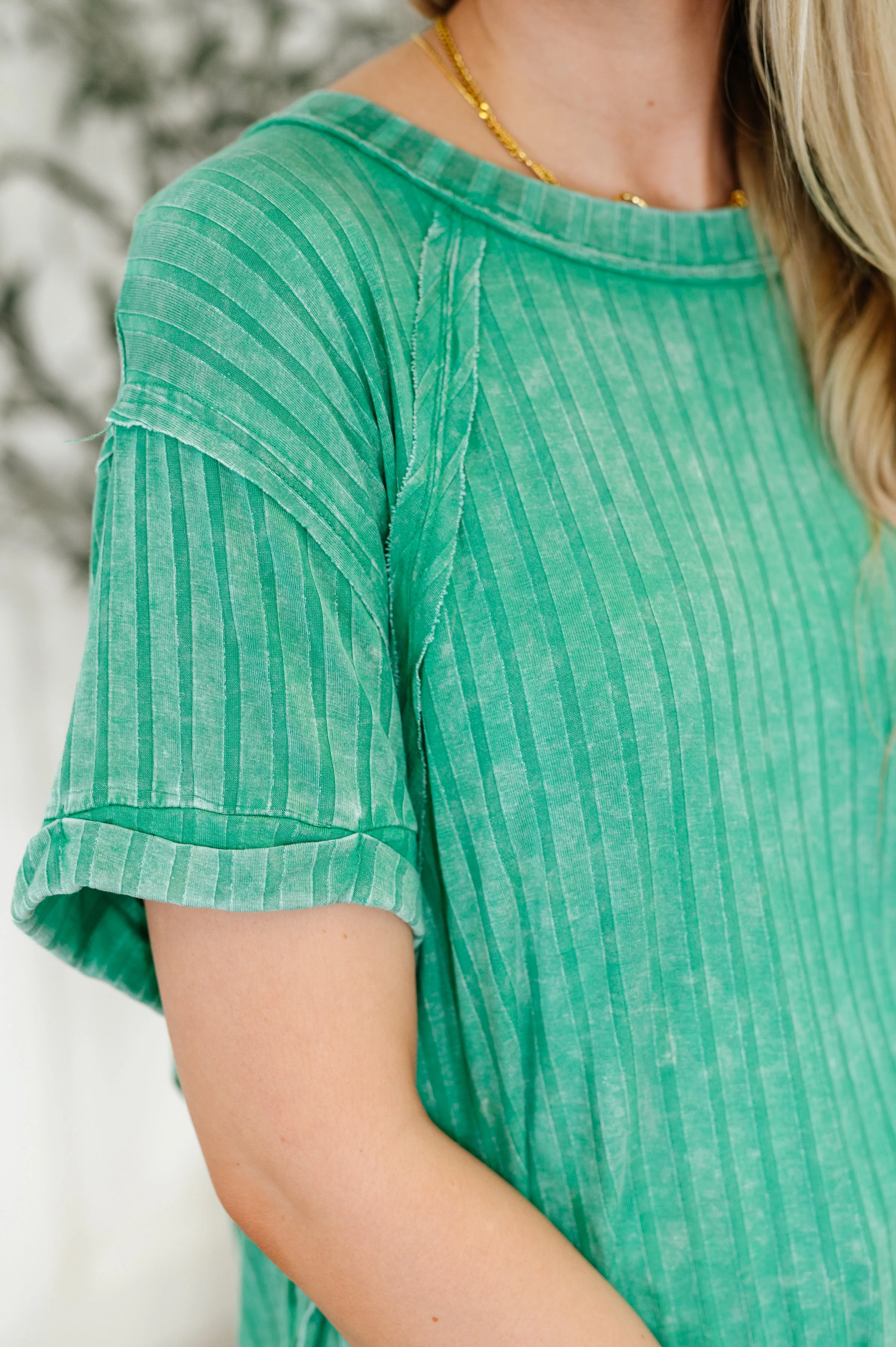 Sunday's Bestie Mineral Wash Top in Kelly Green - Image 2