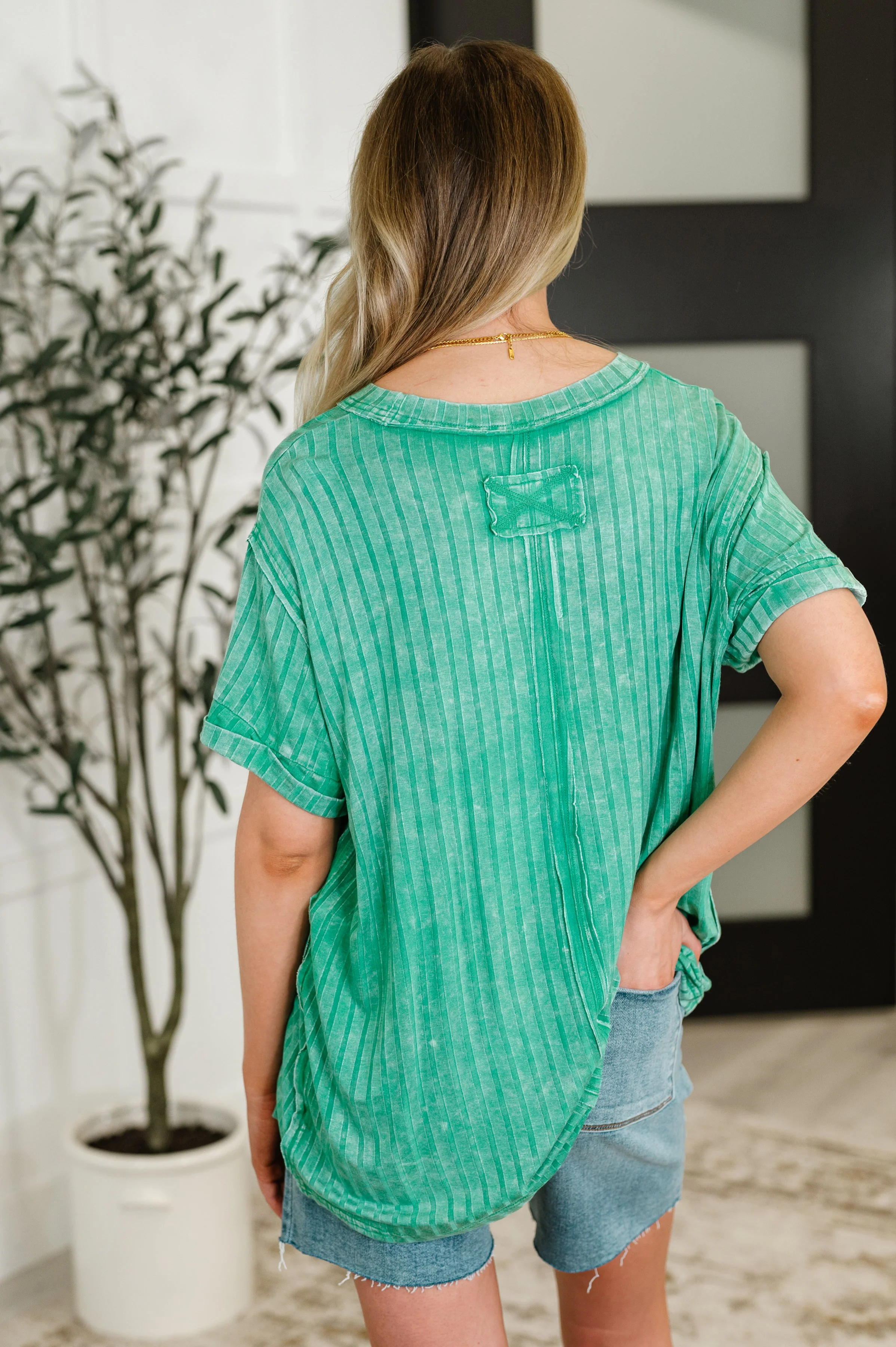Sunday's Bestie Mineral Wash Top in Kelly Green - Image 6