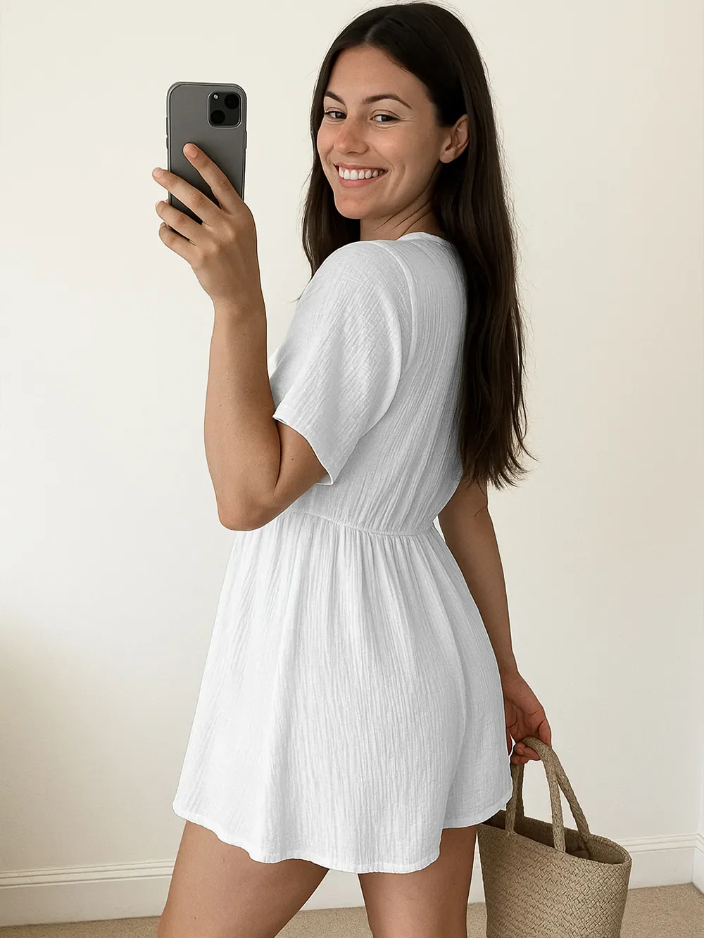 Surplice Half Sleeve Wrap Romper - Image 2