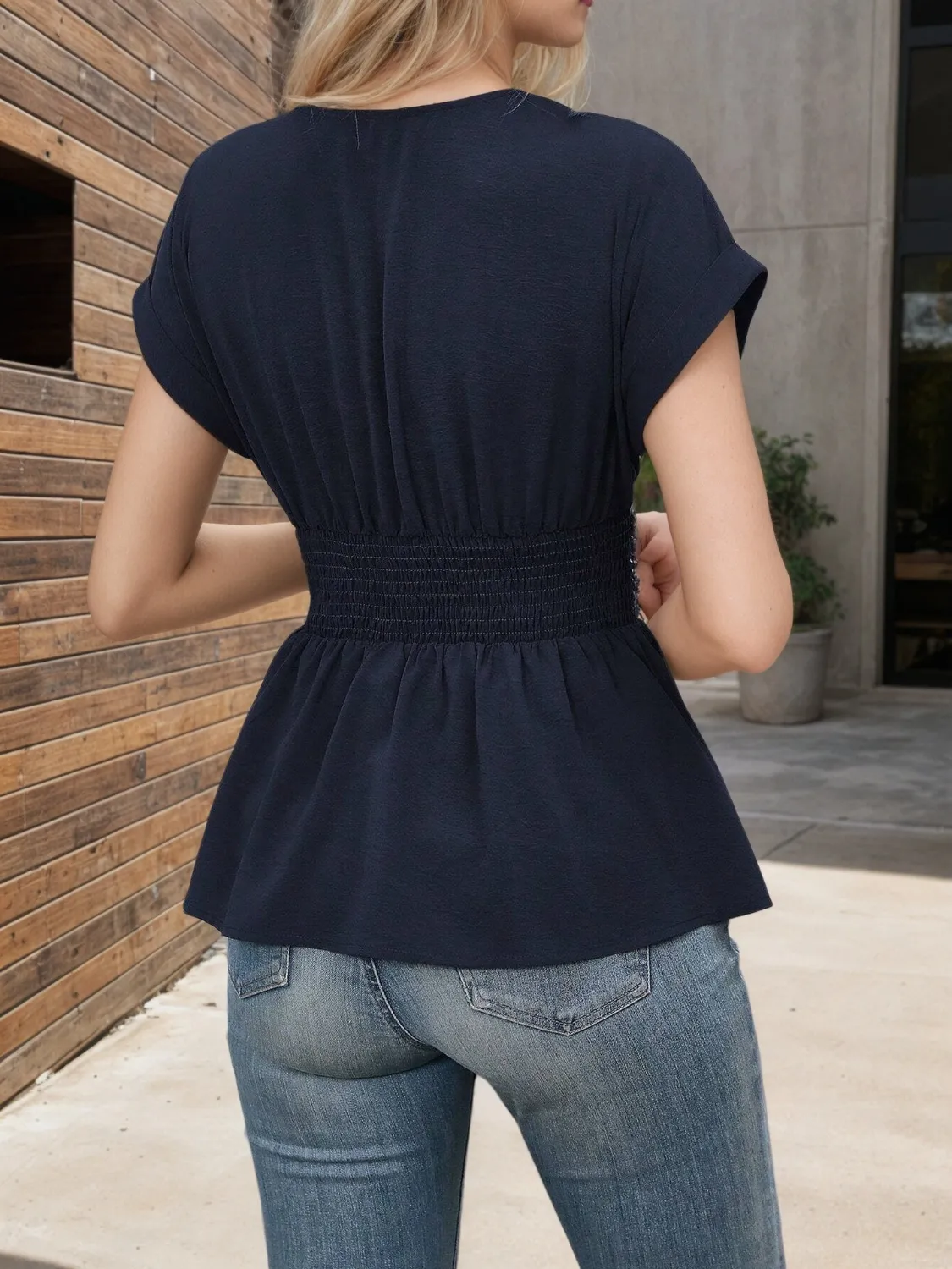 Surplice Short Sleeve Blouse - Image 23