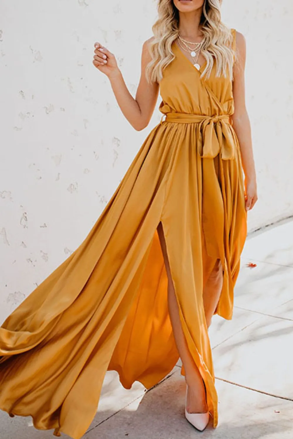 Surplice Tie Waist Maxi Dress - Image 2
