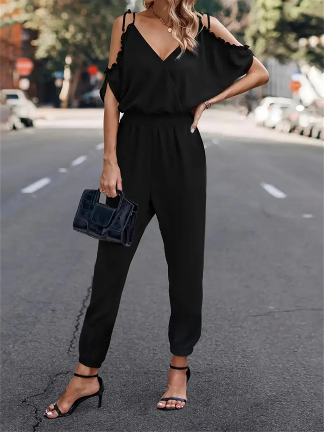 Surplice Tied Spaghetti Strap Jumpsuit - Image 2