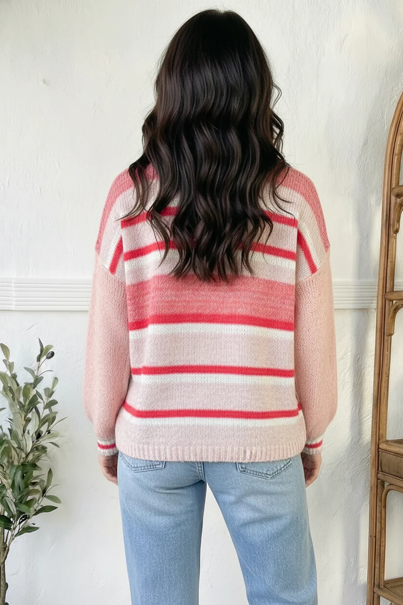 Sweet Talker Pink Stripe Sweater - Image 4