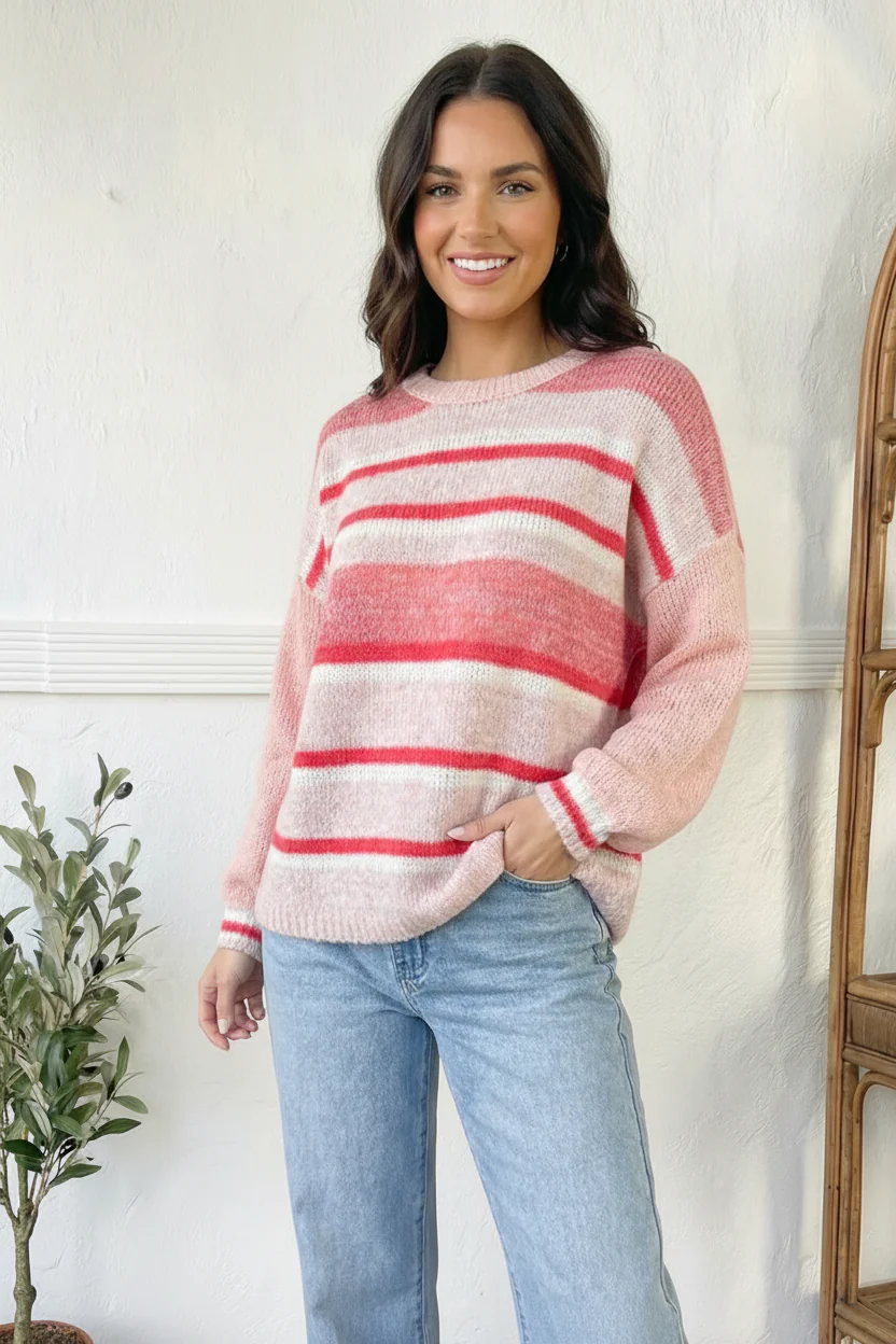 Sweet Talker Pink Stripe Sweater - Image 7