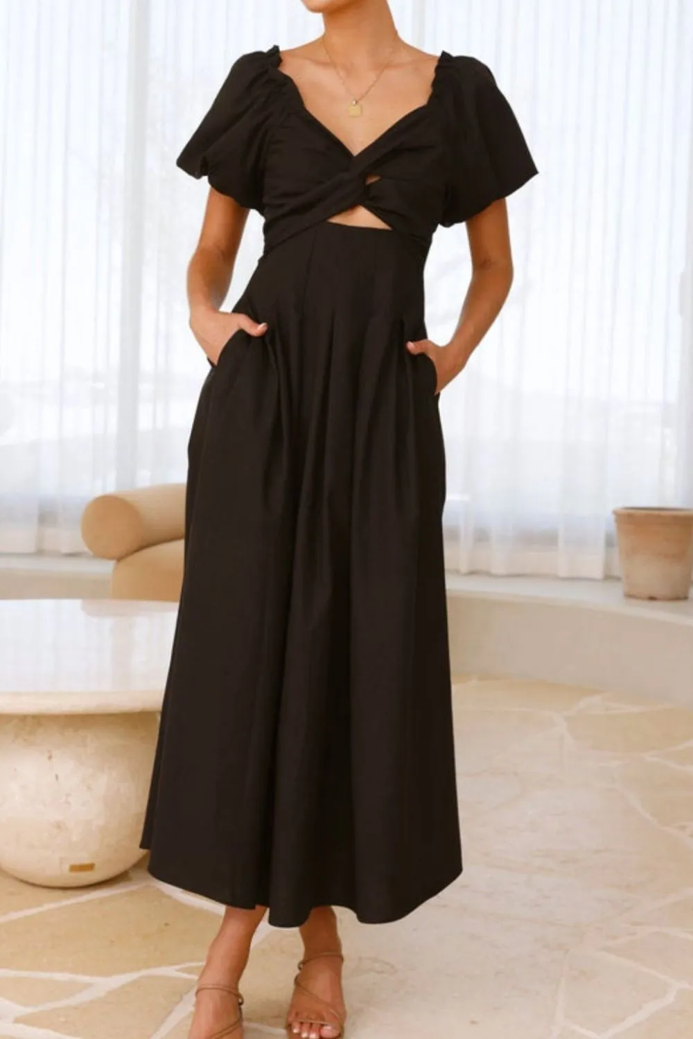 Sweetheart Neck Puff Sleeve Dress - Image 22