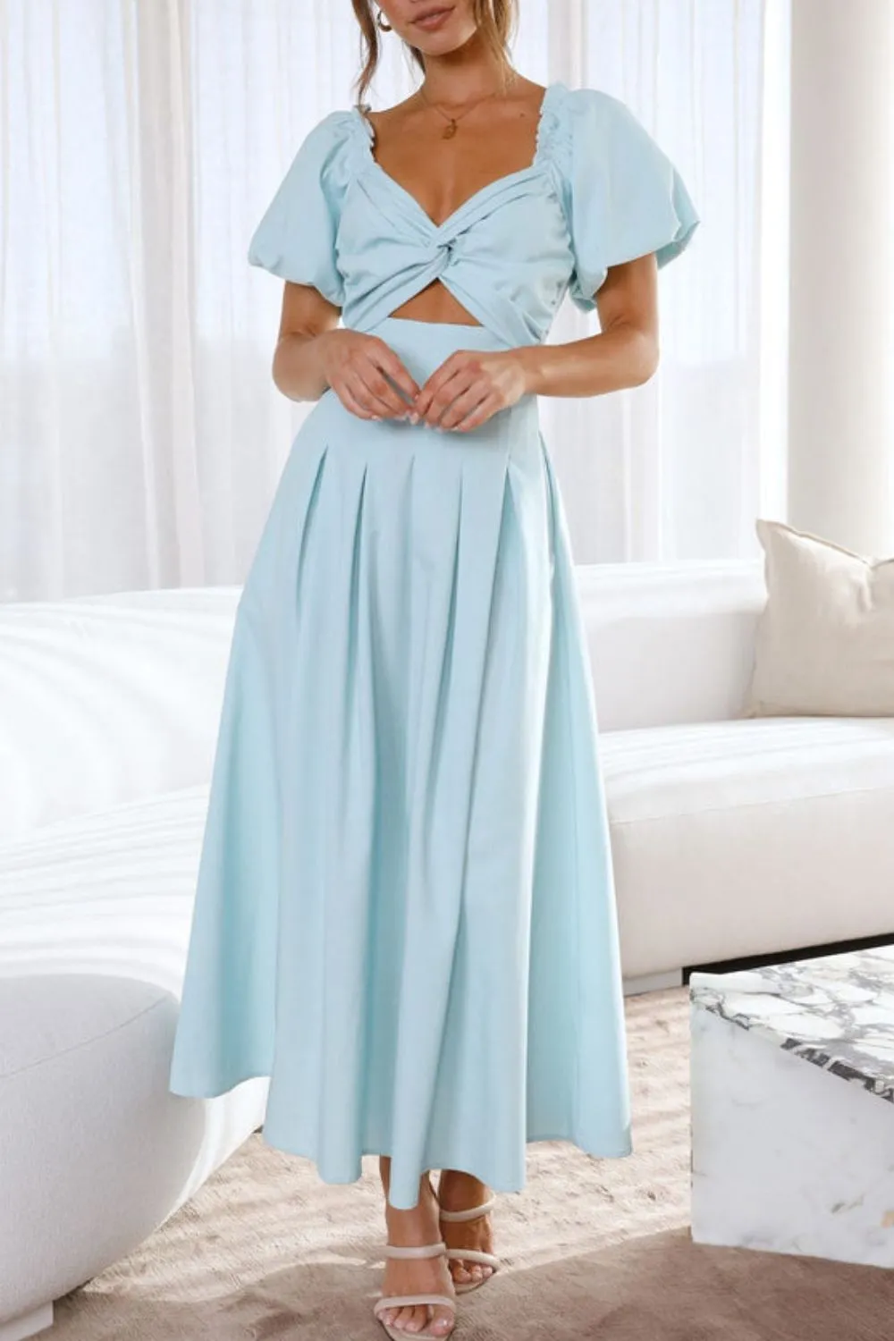 Sweetheart Neck Puff Sleeve Dress - Image 23