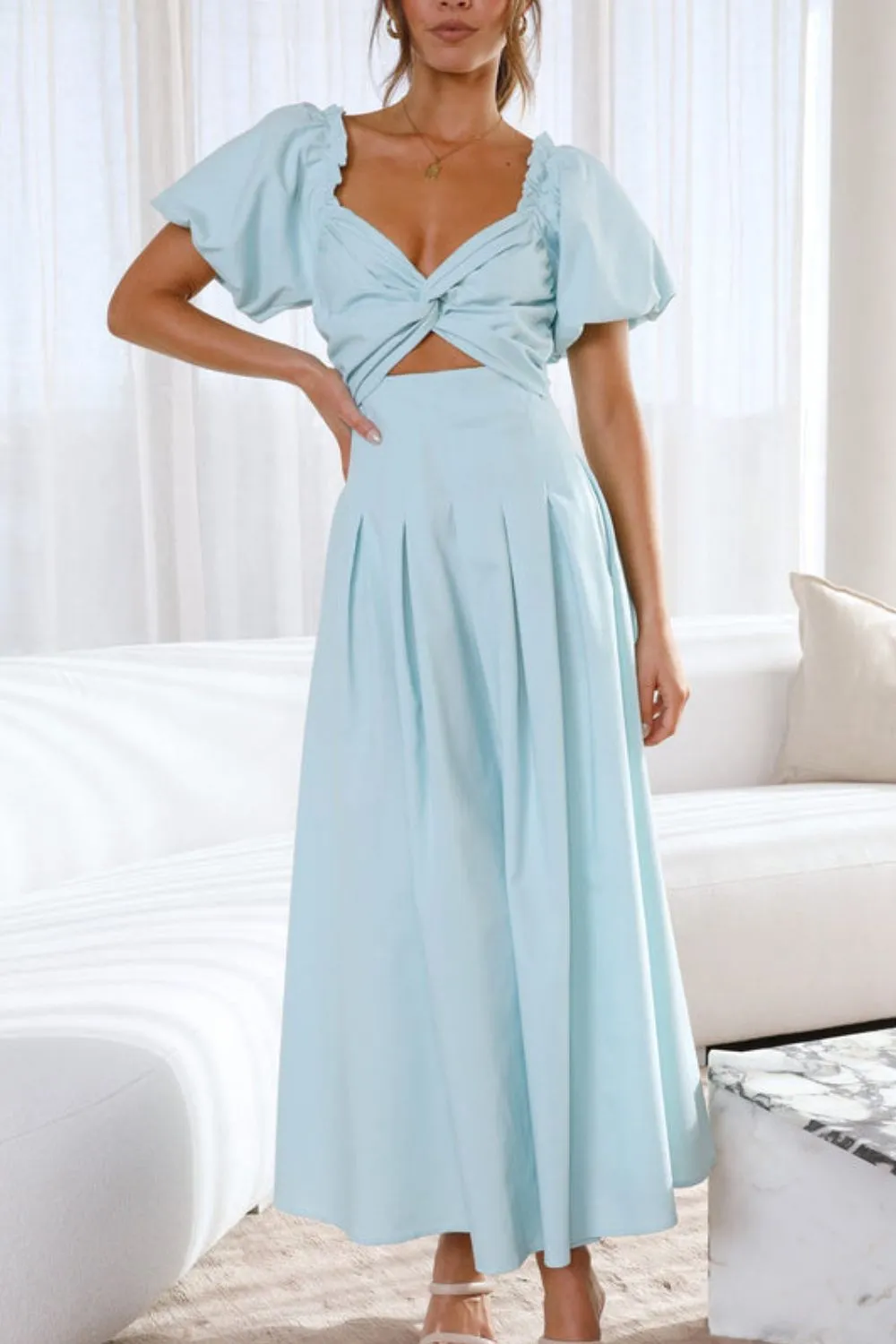 Sweetheart Neck Puff Sleeve Dress - Image 27