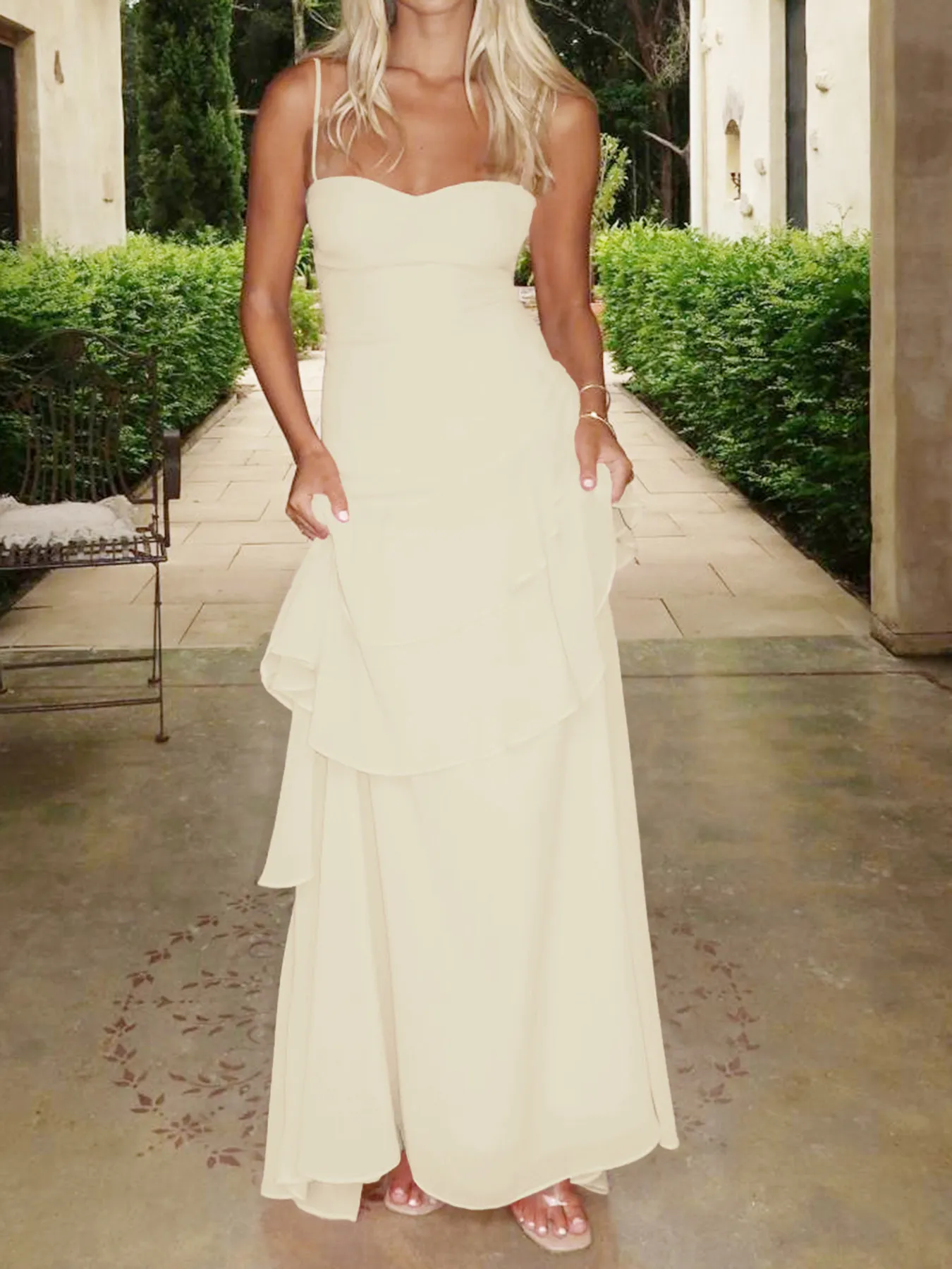 Sweetheart Neck Ruffled Maxi Cami Dress - Image 6