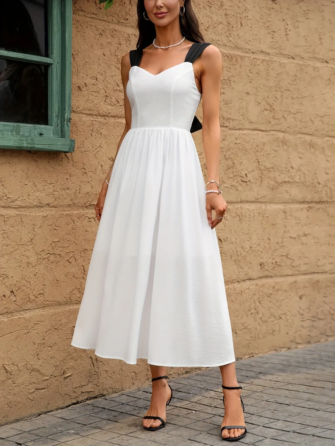 Sweetheart Neck Wide Strap Midi Dress - Image 5