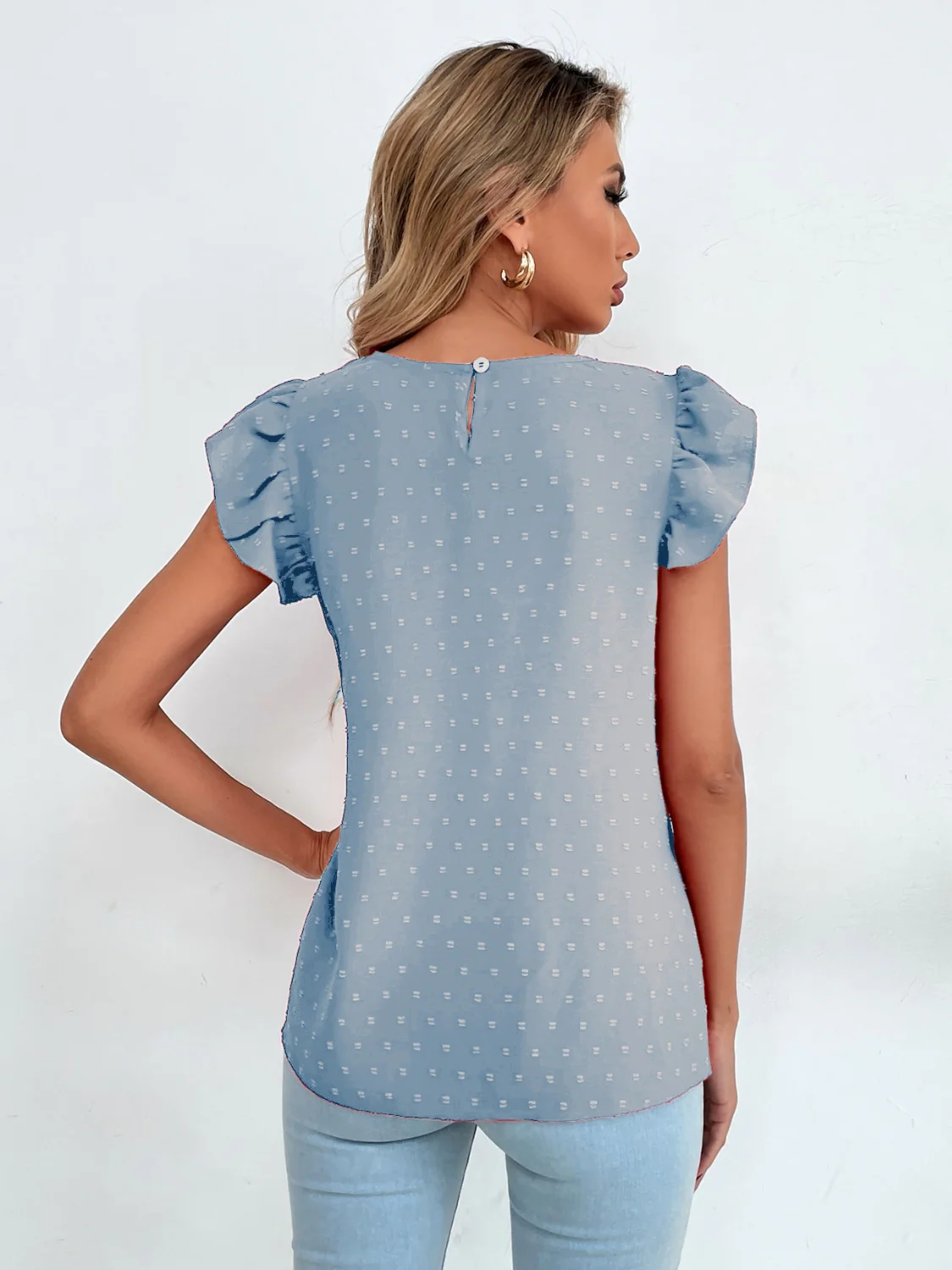 Swiss Dot Cap Sleeve Blouse - Image 6