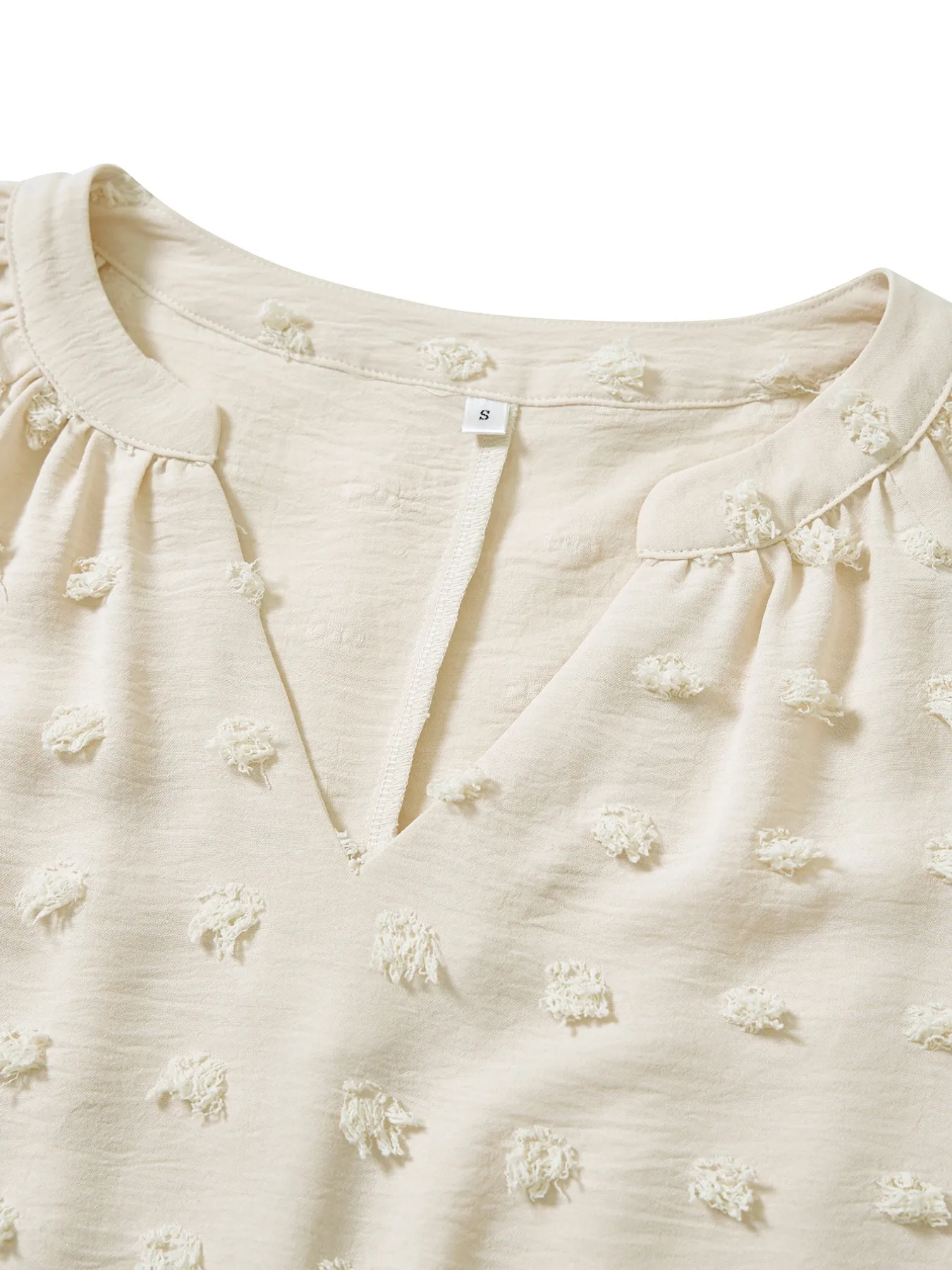 Swiss Dot Notched Half Se Blouse - Image 14